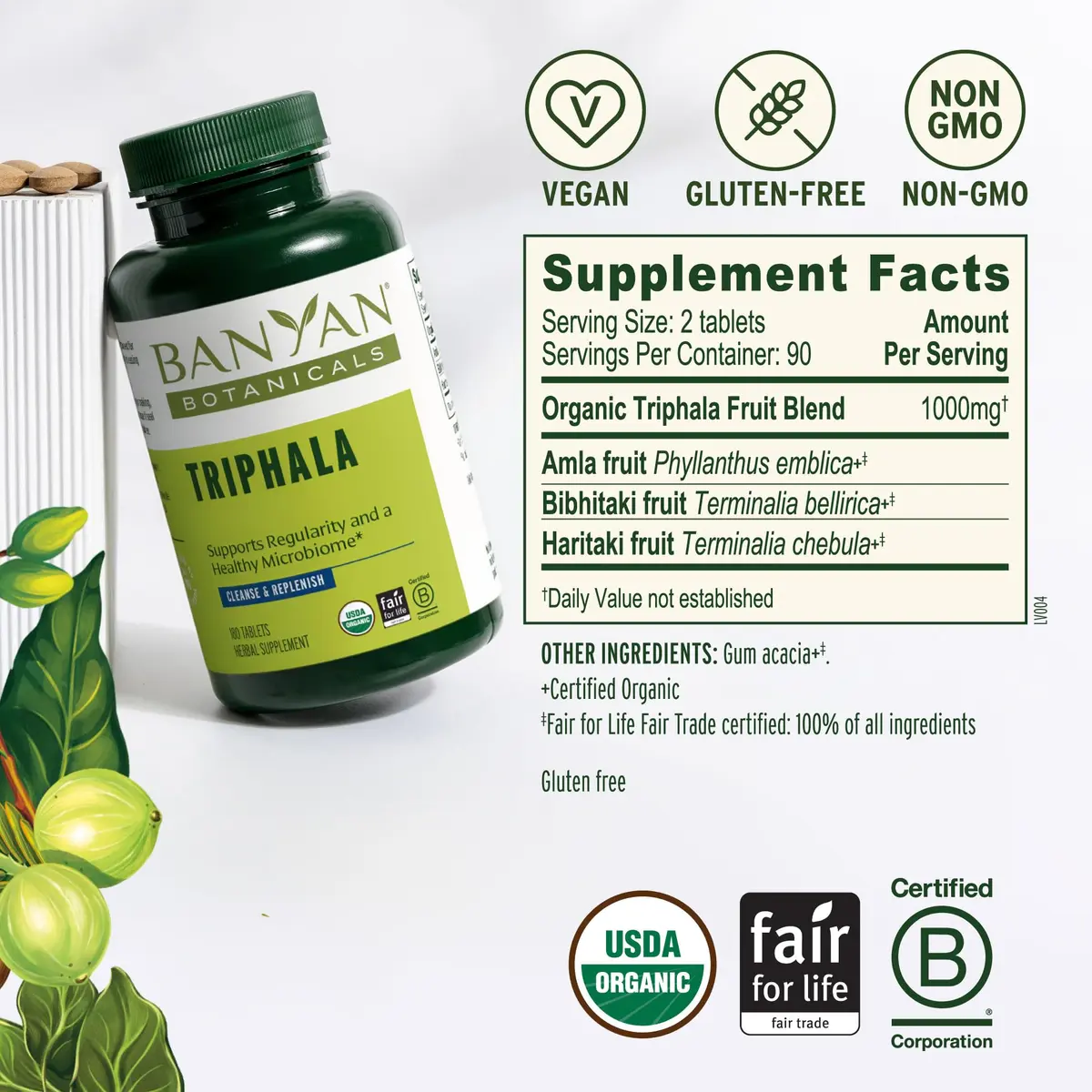 Banyan Botanicals Triphala Tablets 180 Count | Gentle Detox & Digestive Support in India - view 3