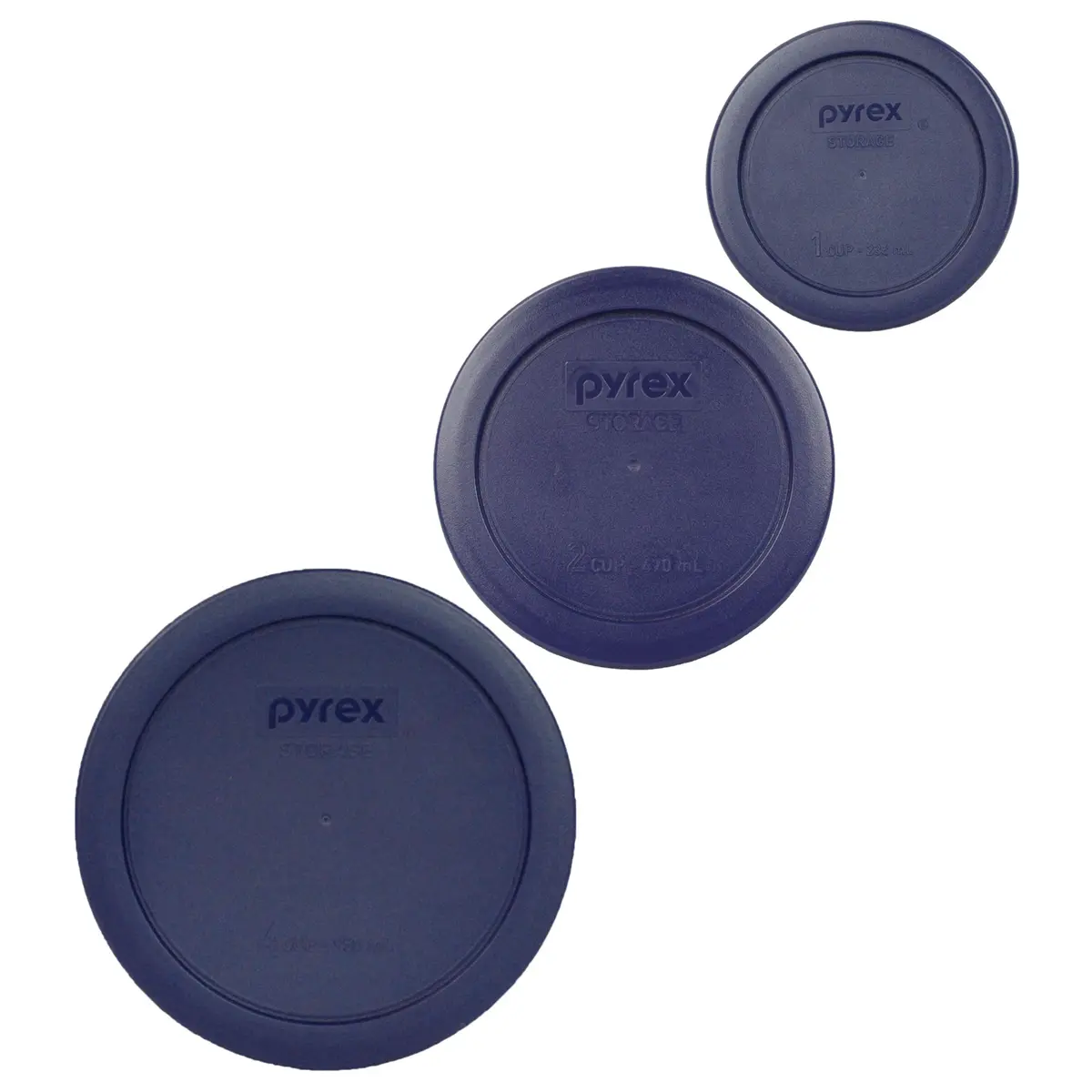 Pyrex 7200-PC 2-Cup, 7201-PC 4-Cup, 7202-PC 1-Cup Blue Lids | Made in USA, Food Storage - main product image