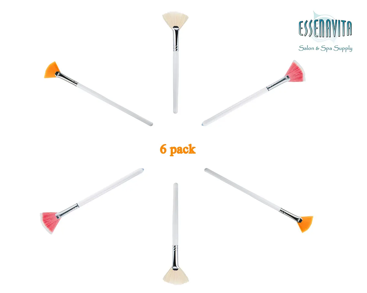 essenavita 6-Piece Fan Mask Brush Set – Natural Boar & Synthetic Fan Brushes for Facial Masks, Peels & Skincare Application - view 2