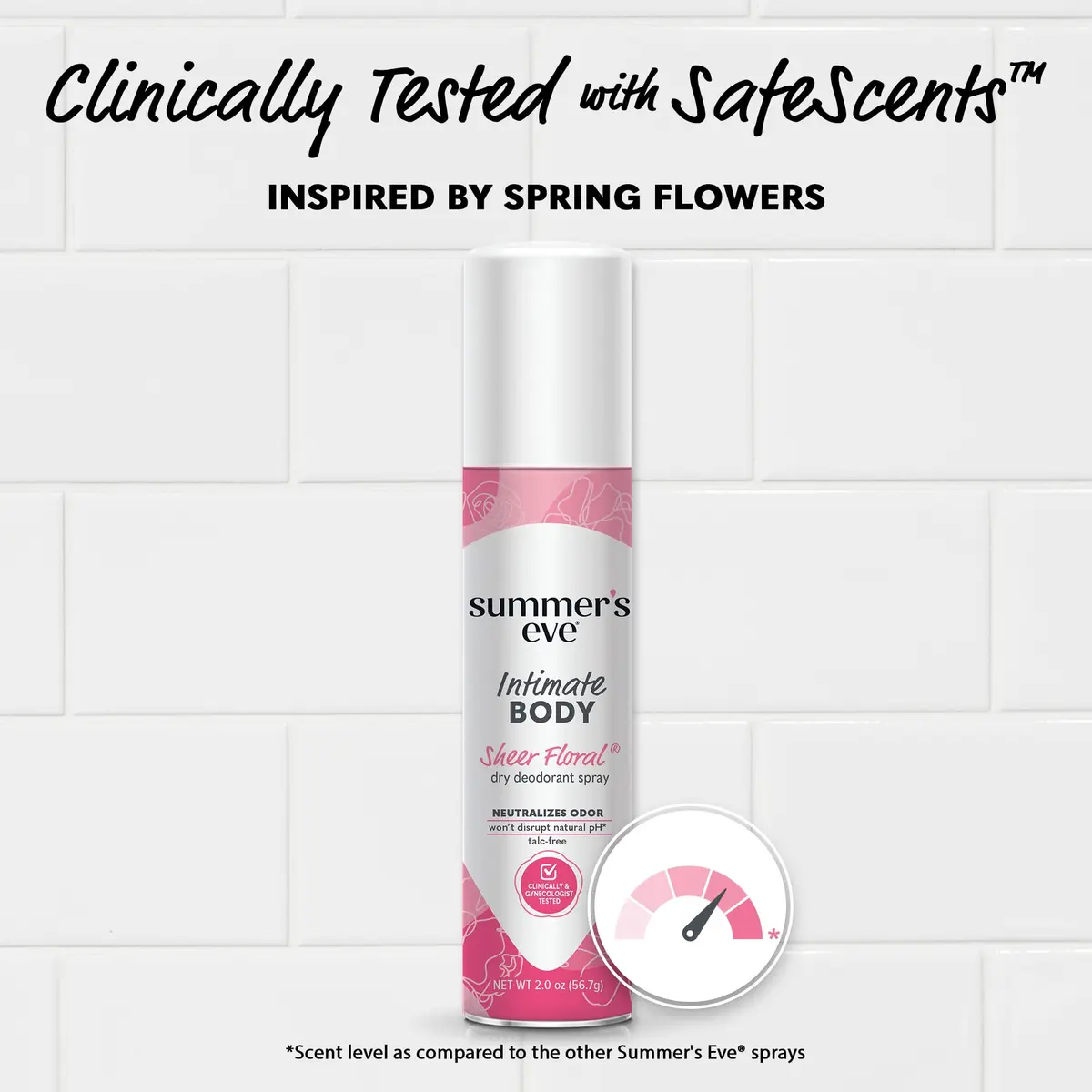Summer's Eve Ultra Feminine Deodorant Spray 2 Oz (6 Fl Oz) | Gynecologist-Tested for Sensitive Skin — 2 Ounce / Sheer Floral - view 4
