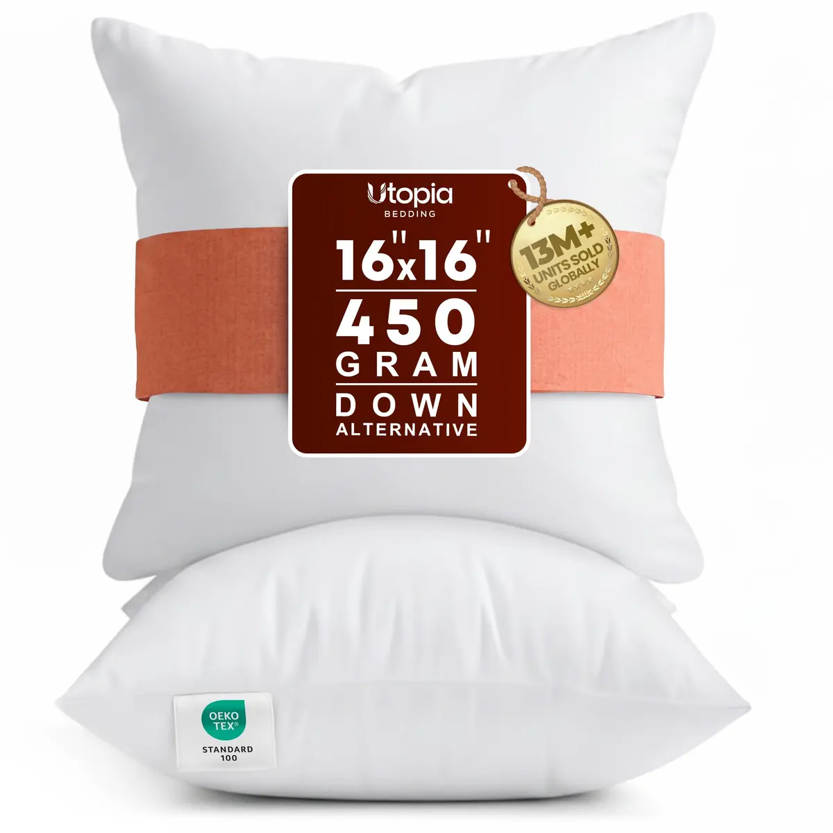Utopia Bedding 16x16 Pillow Inserts, White | Extra Fluffy Support for Couch & Bed - main product image