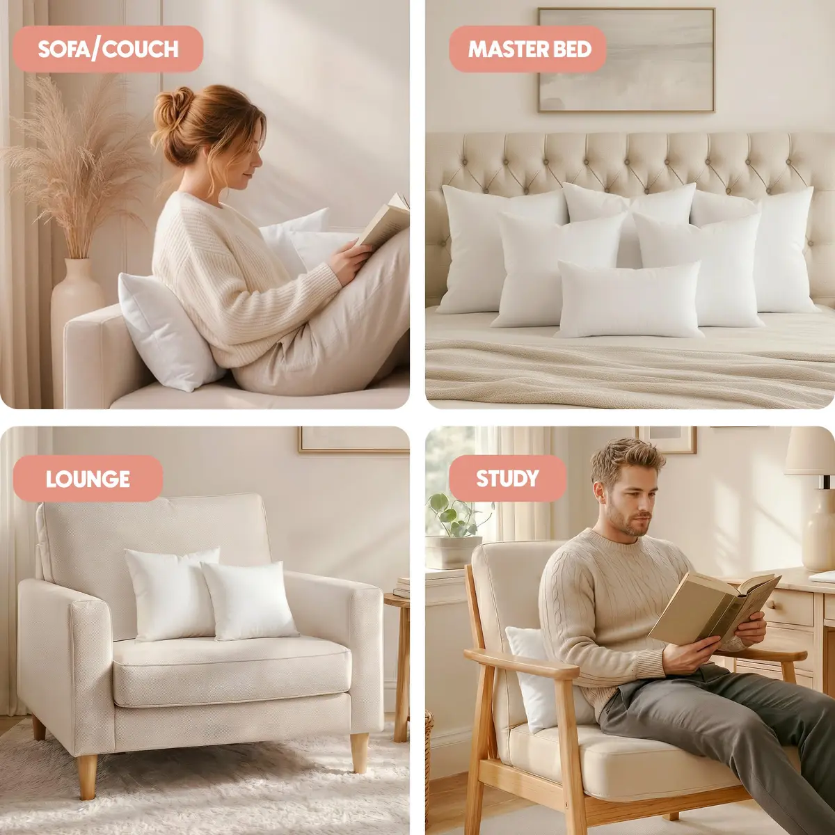 Utopia Bedding 16x16 Pillow Inserts, White | Extra Fluffy Support for Couch & Bed - view 5