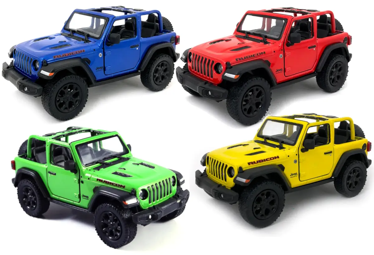 KiNSMART Jeep Wrangler Rubicon Off-Road 4x4 Die-Cast Model 13.97 cm (5 inch) Set of 4 | Authentic USA Import - main product image