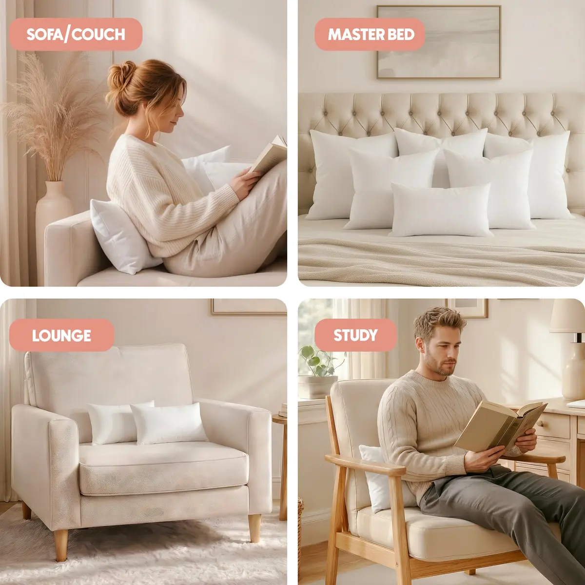 Utopia Bedding 12x20 Inch White Throw Pillow Inserts (2-Pack) | Fluffy & Supportive Couch Pillow Fillers - view 5