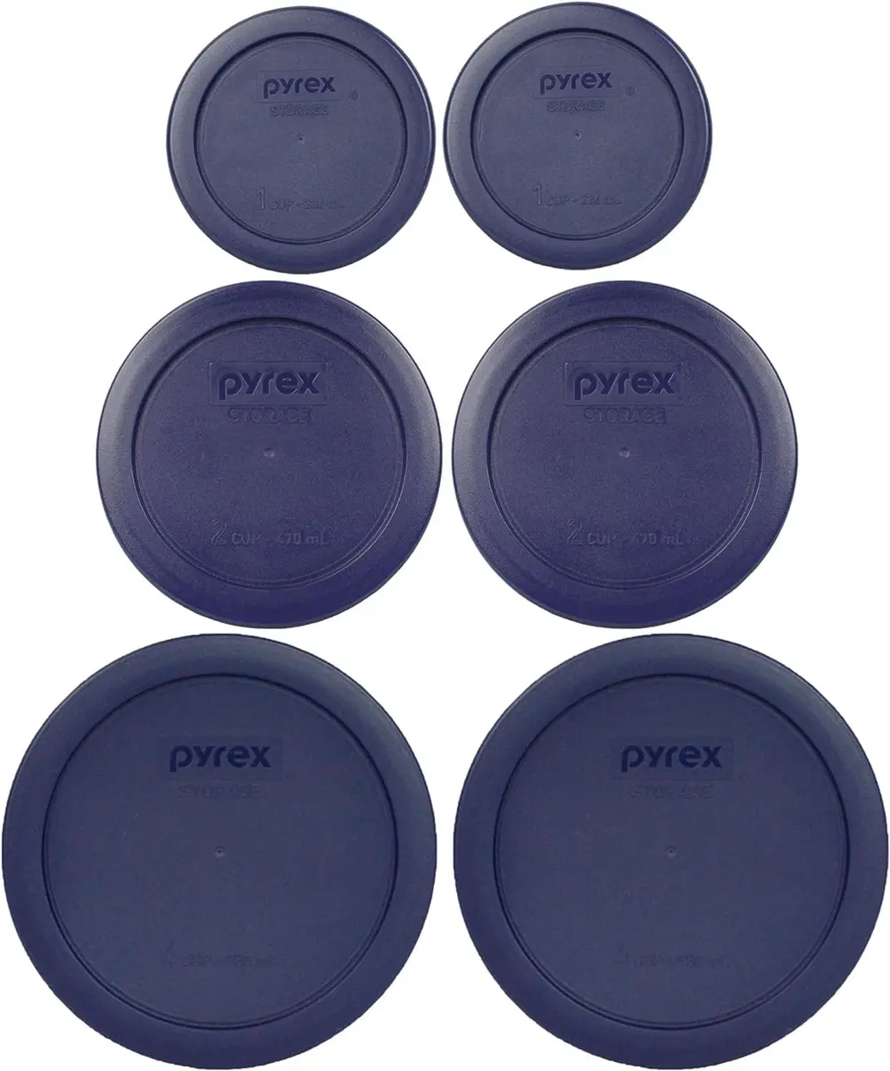 Pyrex 6 Piece Blue Food Storage Lid Set | Made in USA, BPA-Free, Microwave & Dishwasher Safe - main product image