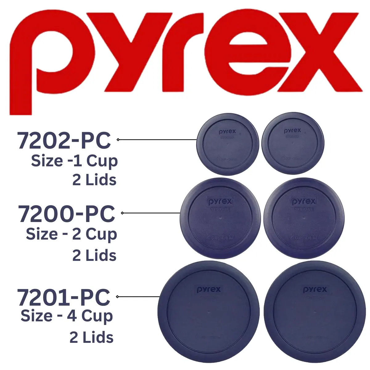 Pyrex 6 Piece Blue Food Storage Lid Set | Made in USA, BPA-Free, Microwave & Dishwasher Safe - view 3