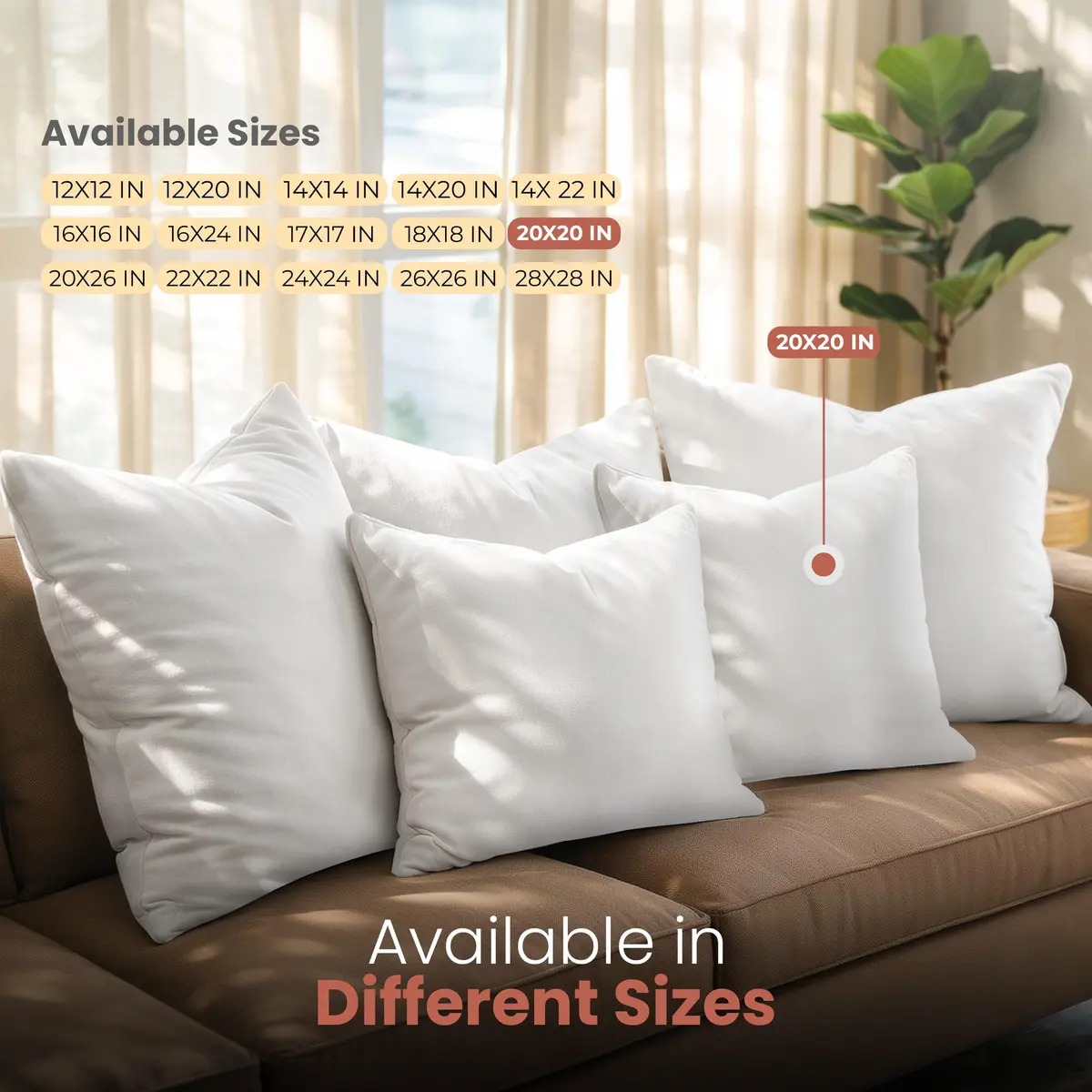 Utopia Bedding 20x20 Pillow Inserts | Fluffy, Durable Polyester Support for Couch & Bed (70-120 chars) - view 6