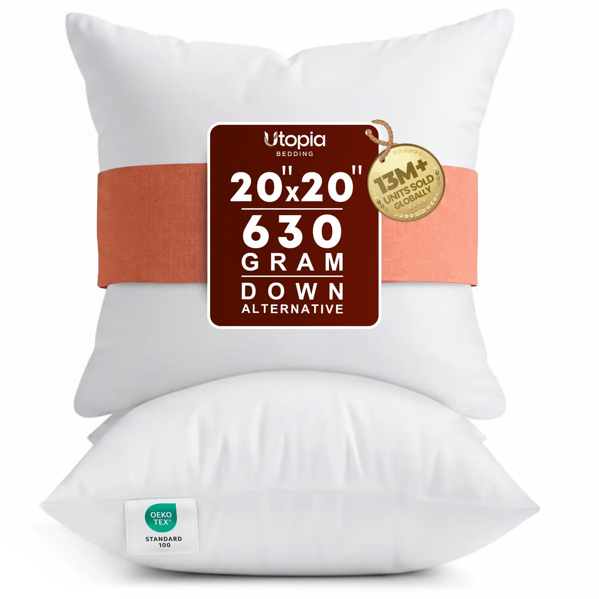 Utopia Bedding 20x20 Pillow Inserts | Fluffy, Durable Polyester Support for Couch & Bed (70-120 chars) - main product image