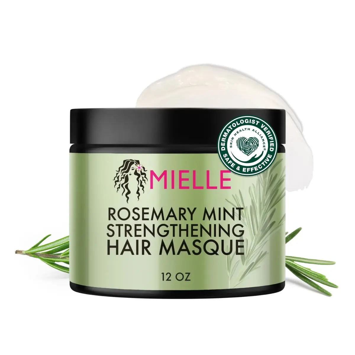 Mielle Organics Rosemary Mint Hair Mask with Biotin, 12 oz | Deep Hydrating & Strengthening for All Hair Types - main product image