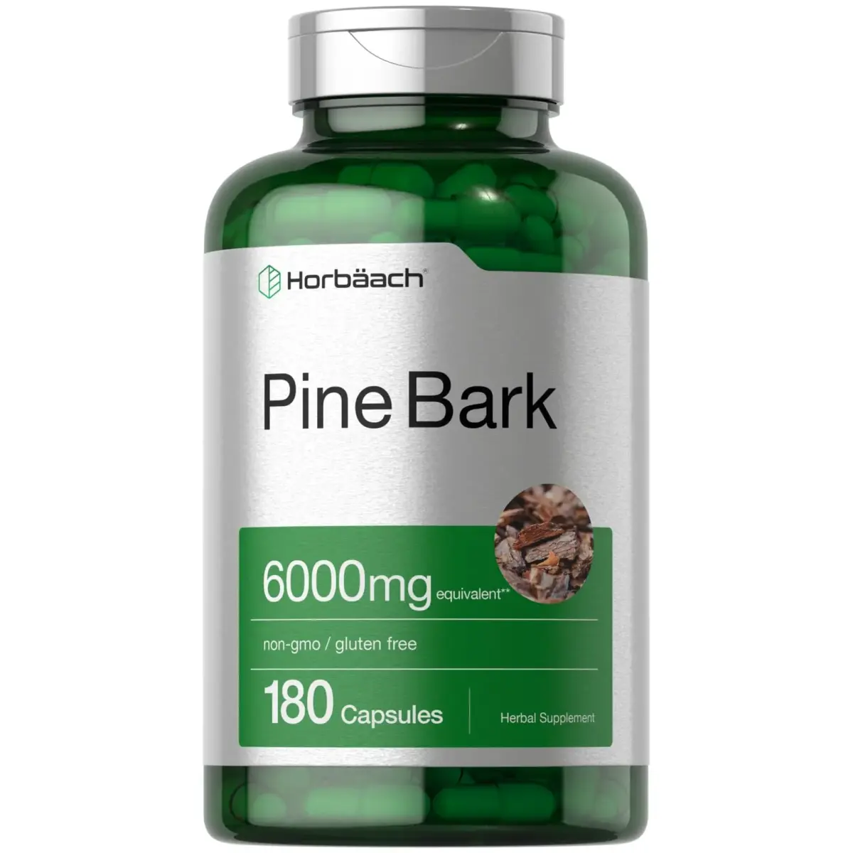 Horbäach Pine Bark Extract 180 Capsules | Standardized to 75% Proanthocyanidins - main product image
