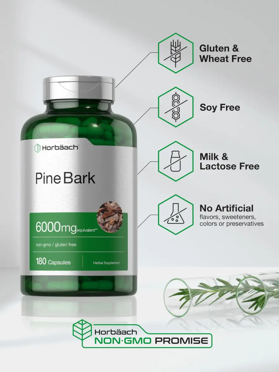 Horbäach Pine Bark Extract 180 Capsules | Standardized to 75% Proanthocyanidins - view 5