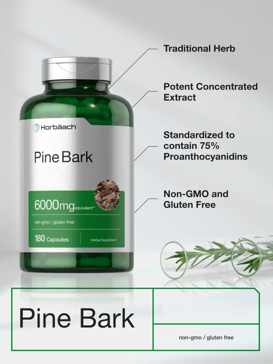 Horbäach Pine Bark Extract 180 Capsules | Standardized to 75% Proanthocyanidins - view 4