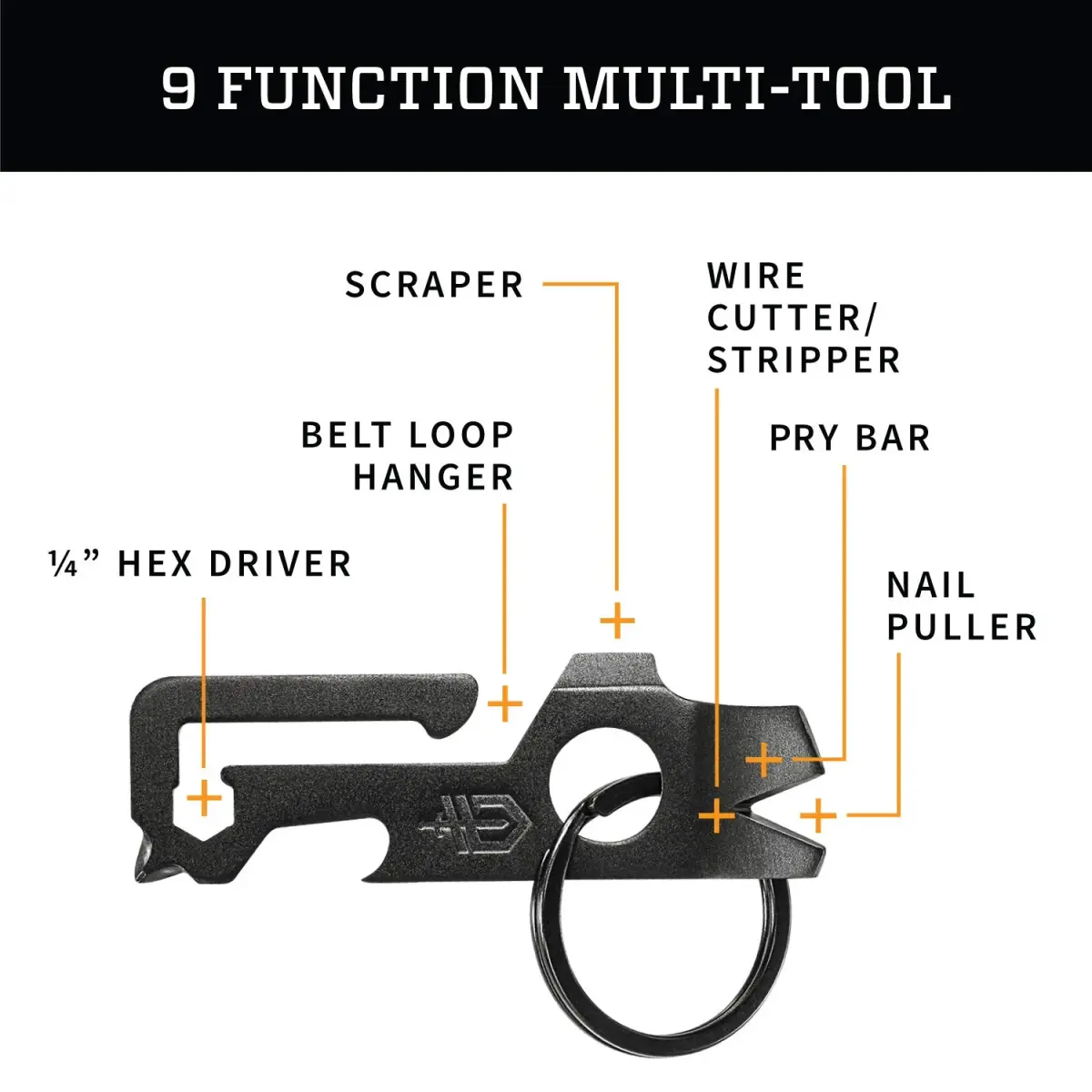Gerber Gear Mullet Keychain Multi-Tool 7.6cm (3 inches) | 9-in-1 EDC Pry Bar, Wire Stripper, Bottle Opener - view 3