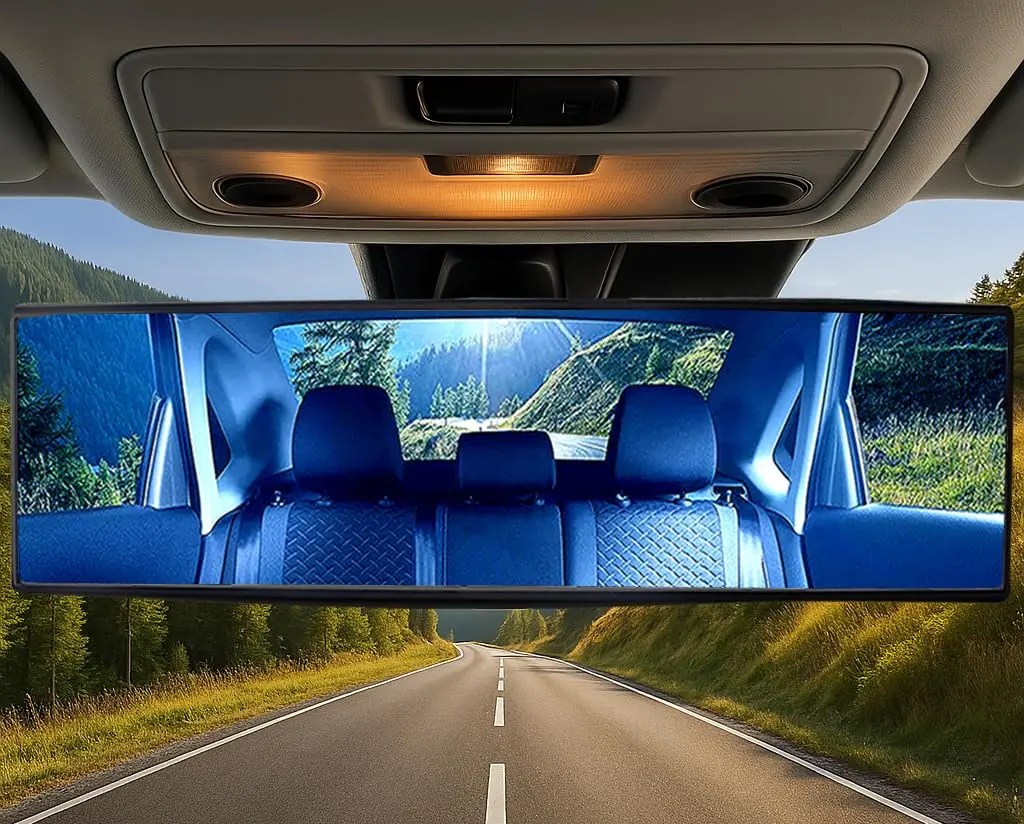 ICBEAMER 15.8" Flat Blue Tint Rear View Mirror | Wide-Angle HD Glass, Anti Glare, Universal Fit for Car, SUV, Truck - view 7