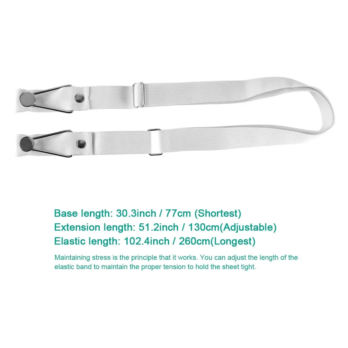 BESKYOO Bed Sheet Holder Straps - Adjustable Fitted Sheet Clips, Elastic Bed Sheet Fastener, White, Set of 4 | Keeps Sheets Taut - view 2