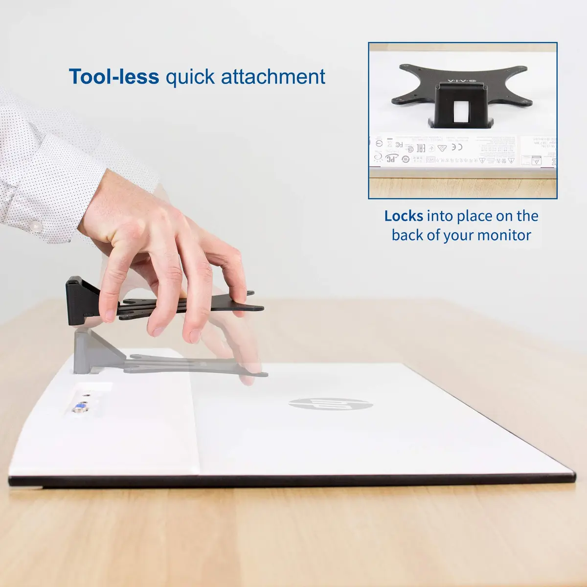 VIVO Steel Quick Attach VESA Adapter Plate Bracket for HP Monitors 75x75mm & 100x100mm | Mount-HP27ER - view 5
