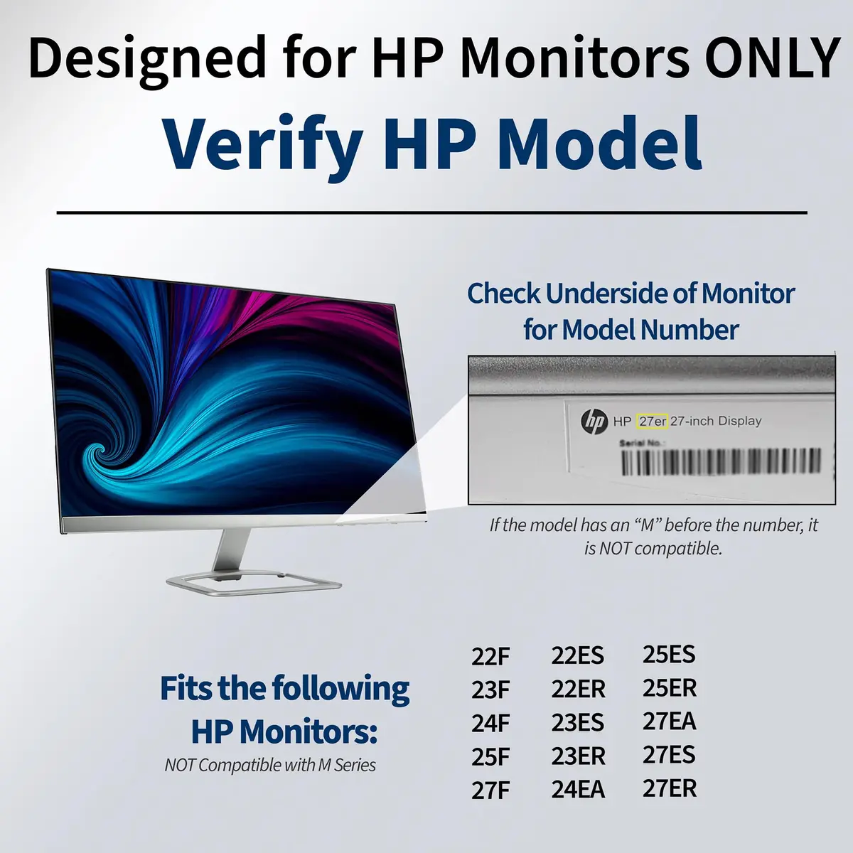 VIVO Steel Quick Attach VESA Adapter Plate Bracket for HP Monitors 75x75mm & 100x100mm | Mount-HP27ER - view 2
