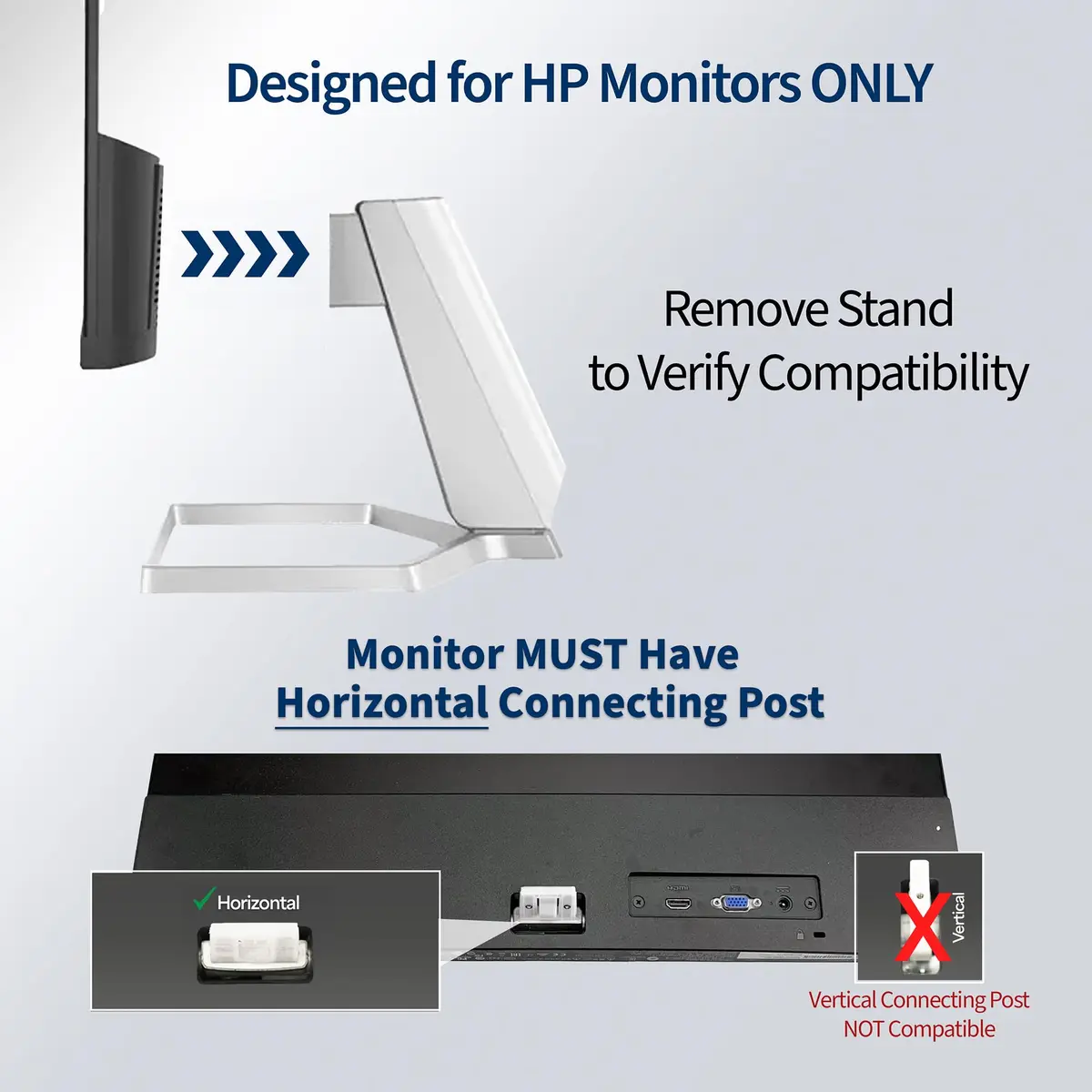 VIVO Steel Quick Attach VESA Adapter Plate Bracket for HP Monitors 75x75mm & 100x100mm | Mount-HP27ER - view 4