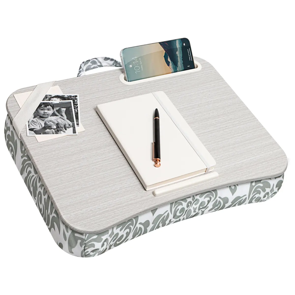 LapGear Designer Lap Desk – Gray Damask, Fits 15.6” Laptops | Portable Workspace for Students & Professionals - main product image
