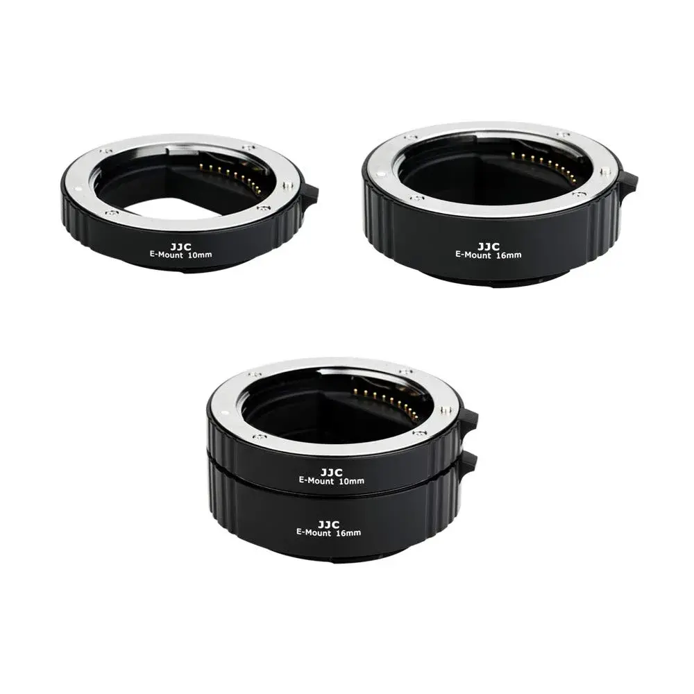 JJC Auto Focus Macro Extension Tube Set for Sony E Mount Cameras & Lenses | 10mm & 16mm Tubes for Macro Photography - main product image