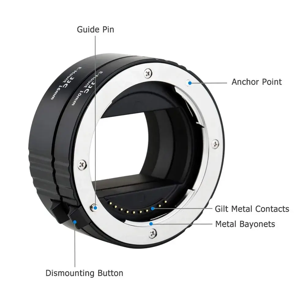 JJC Auto Focus Macro Extension Tube Set for Sony E Mount Cameras & Lenses | 10mm & 16mm Tubes for Macro Photography - view 3