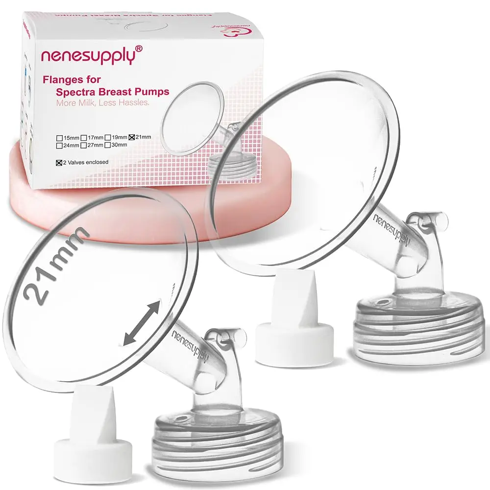 Nenesupply 21mm Flanges & Duckbill Valves for Spectra Breastpump | 2 Count (Pack of 1) - main product image