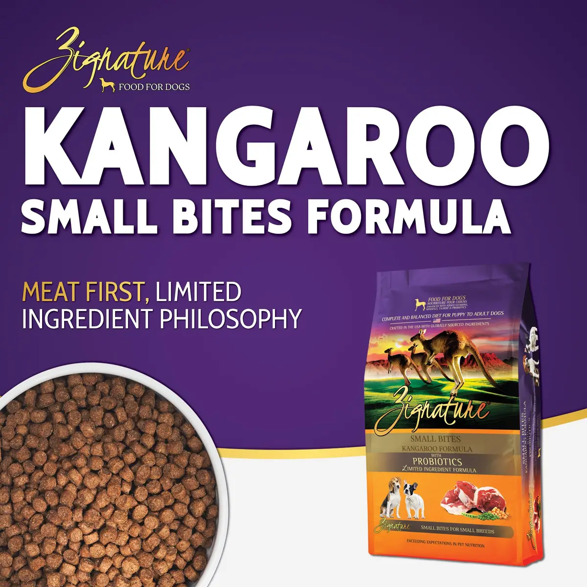 Zignature Kangaroo Limited Ingredient Formula Small Bites Dry Dog Food 12.5lb | Supports Digestive Health & Small Breeds - view 2