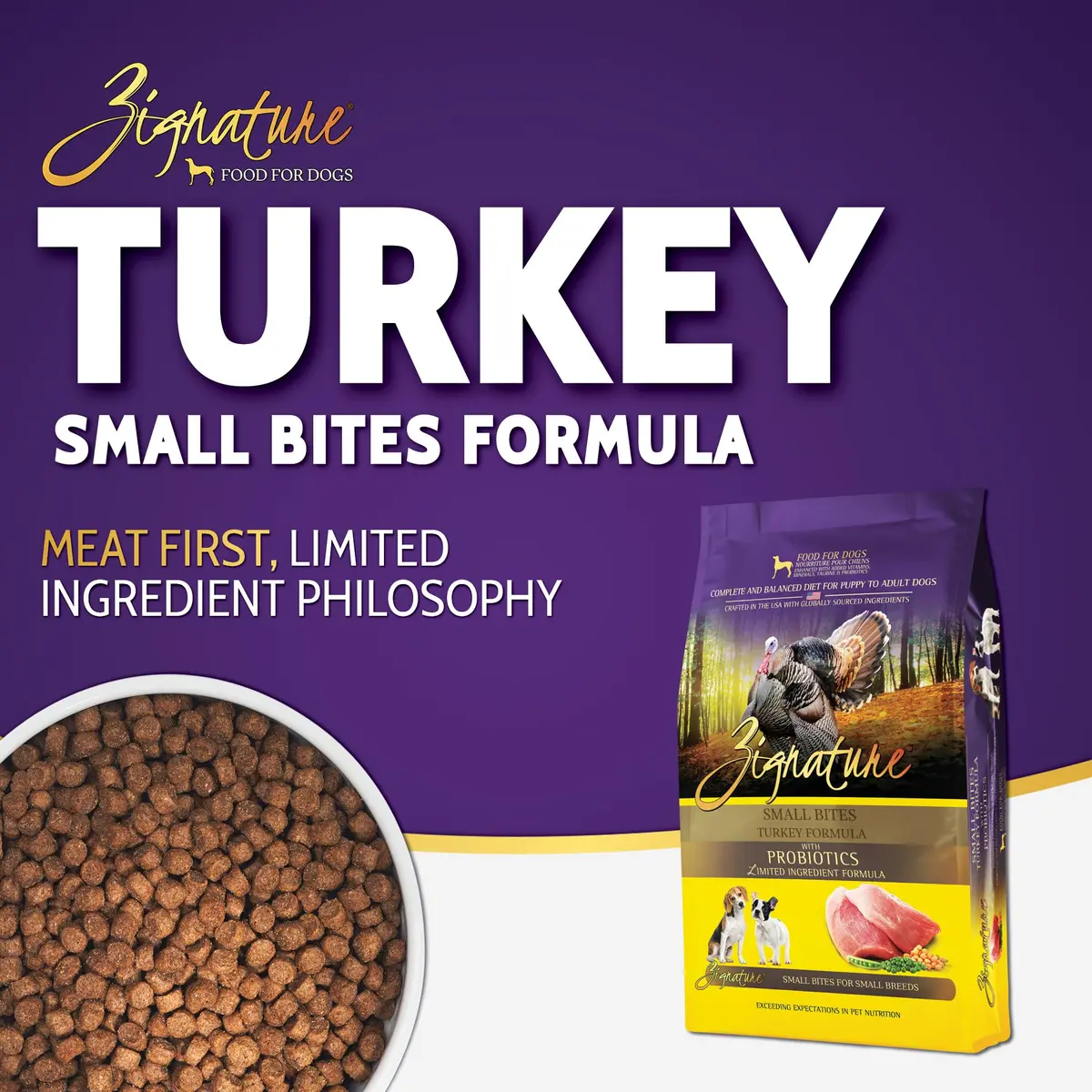 Zignature Turkey Limited Ingredient Formula Small Bites Dry Dog Food 4lb | Limited-ingredient, Turkey, Small Breed - view 2