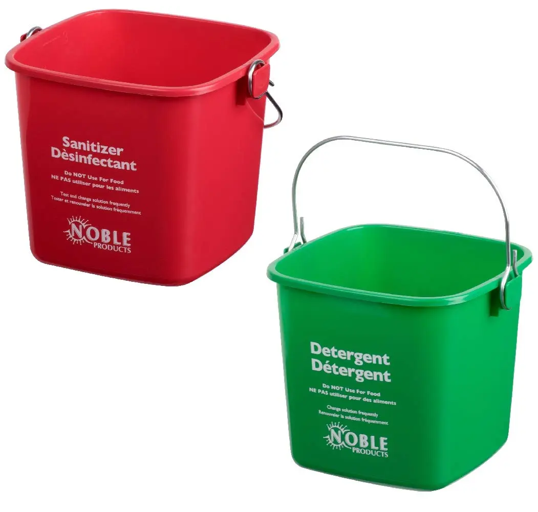 Noble Products Square Pail Set of 2 | 3 Quart Plastic Buckets for Cleaning & Sanitizing - main product image