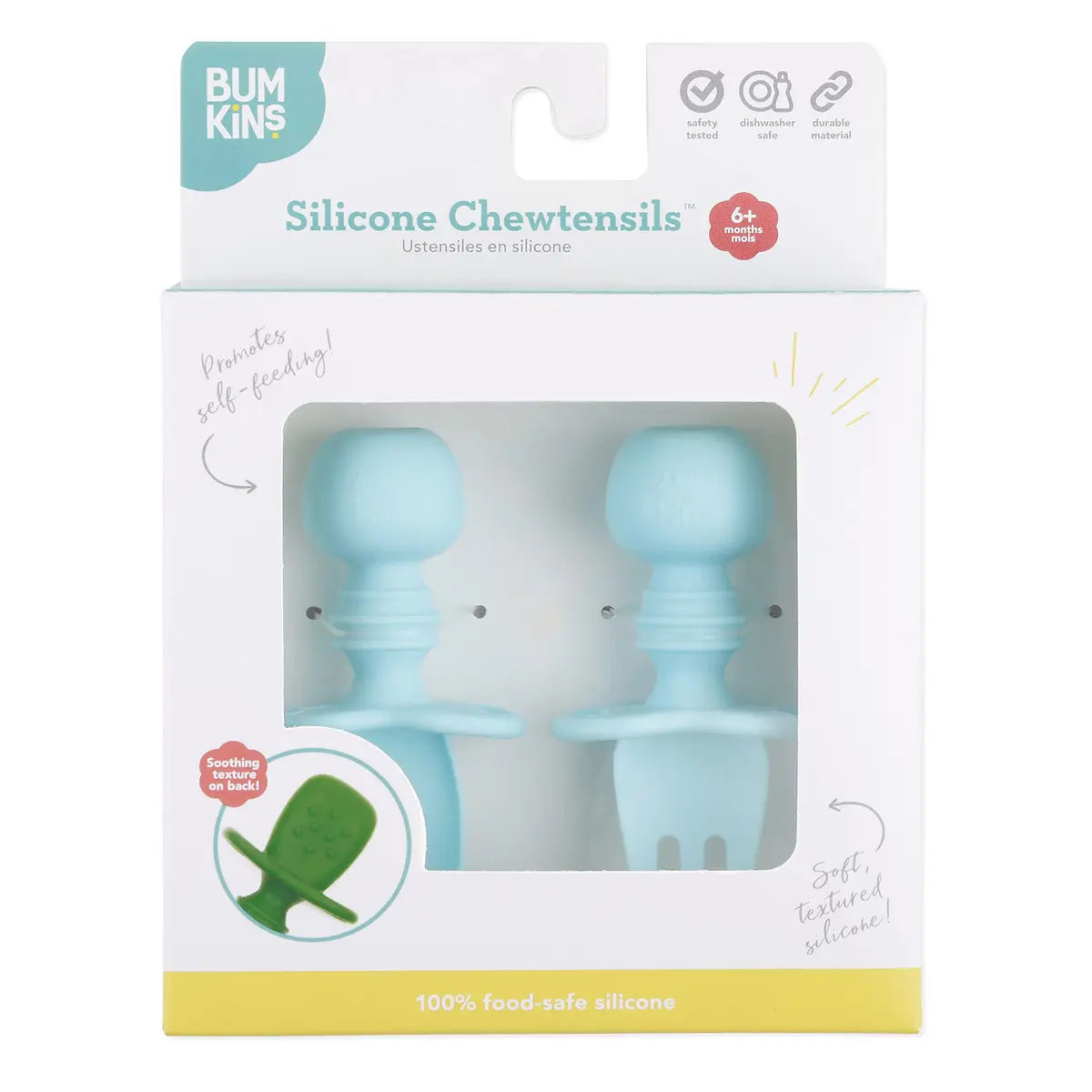 Bumkins Baby Flatware Set, Chewtensils Silicone Spoons & Forks, 6+ Months, Blue | Soft, Safe, Self-Feeding Practice - view 7