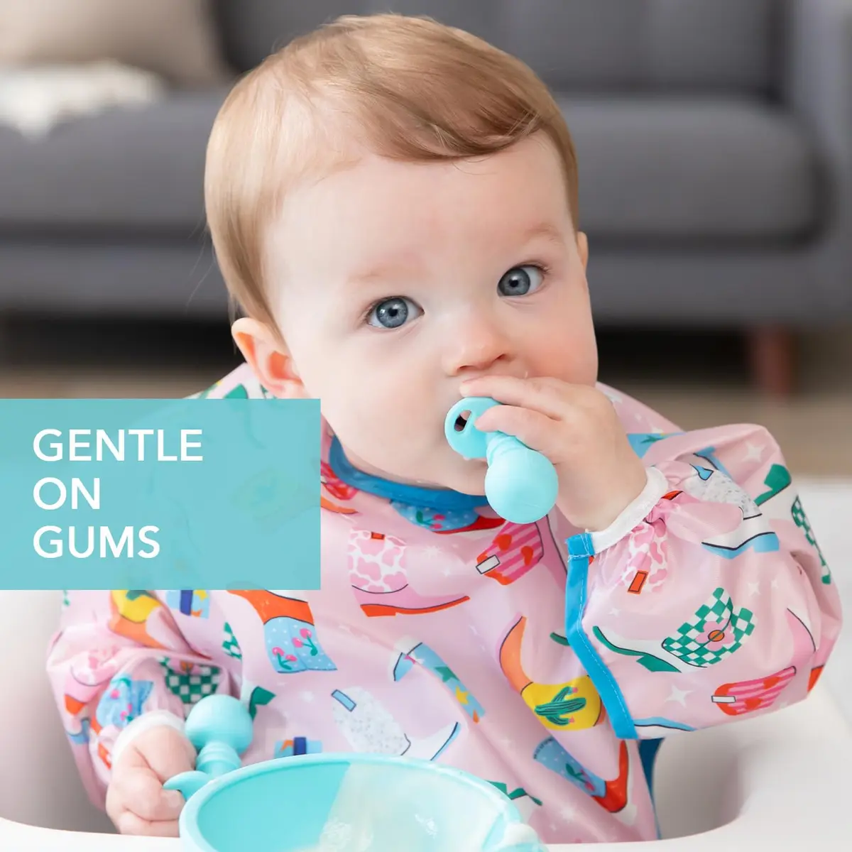 Bumkins Baby Flatware Set, Chewtensils Silicone Spoons & Forks, 6+ Months, Blue | Soft, Safe, Self-Feeding Practice - view 2