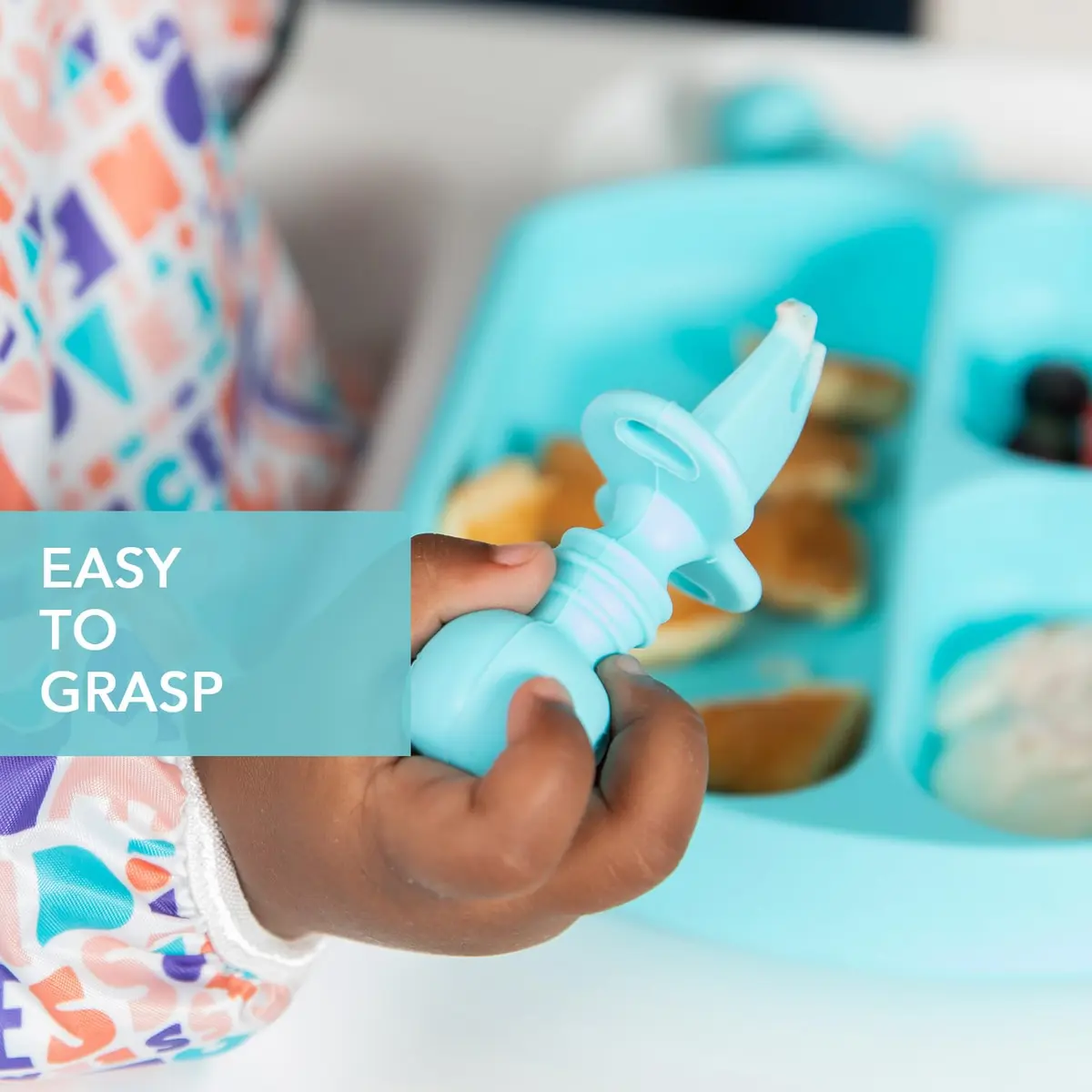 Bumkins Baby Flatware Set, Chewtensils Silicone Spoons & Forks, 6+ Months, Blue | Soft, Safe, Self-Feeding Practice - view 4