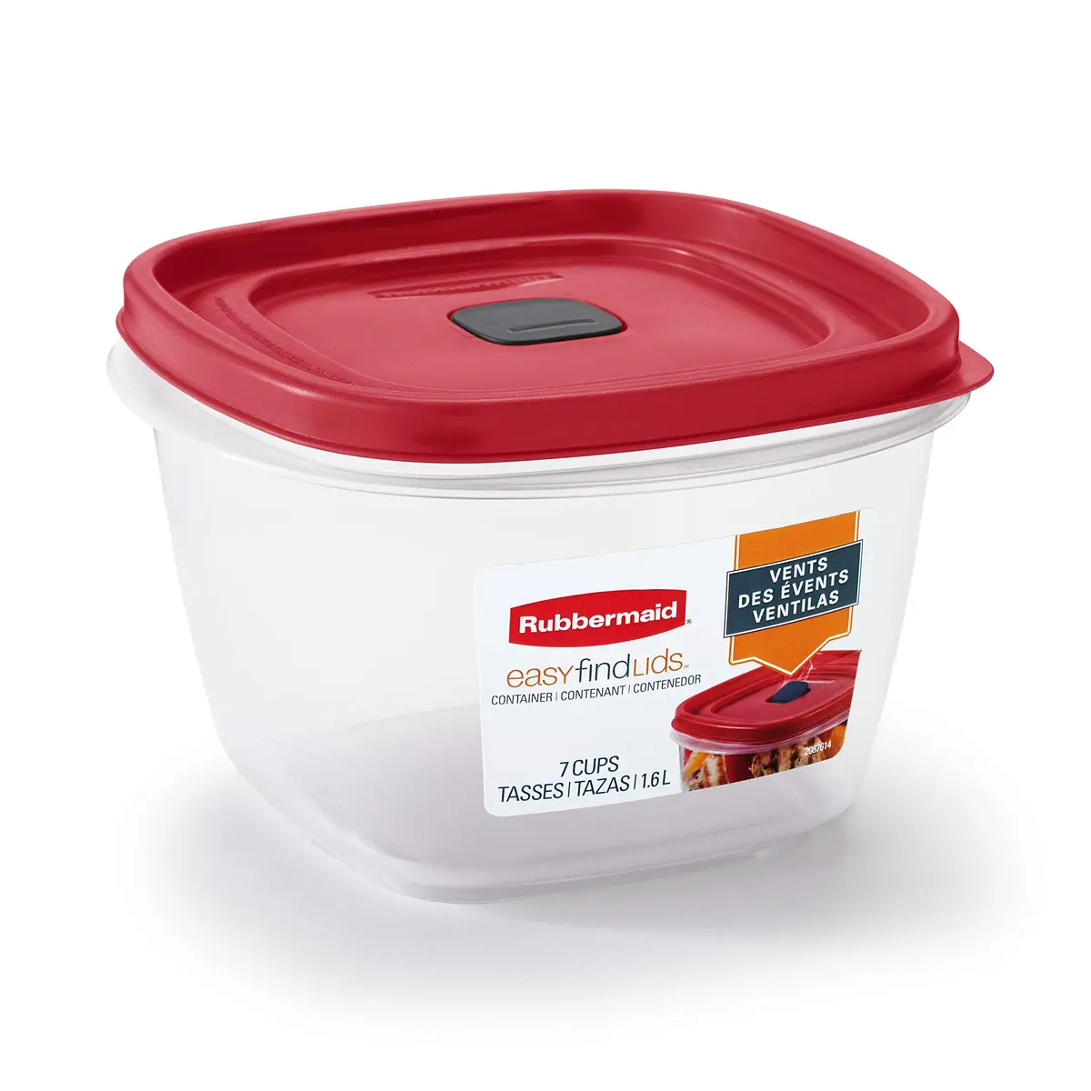Rubbermaid Easy Find Vented Lid Food Storage Containers 7-Cup Red - main product image