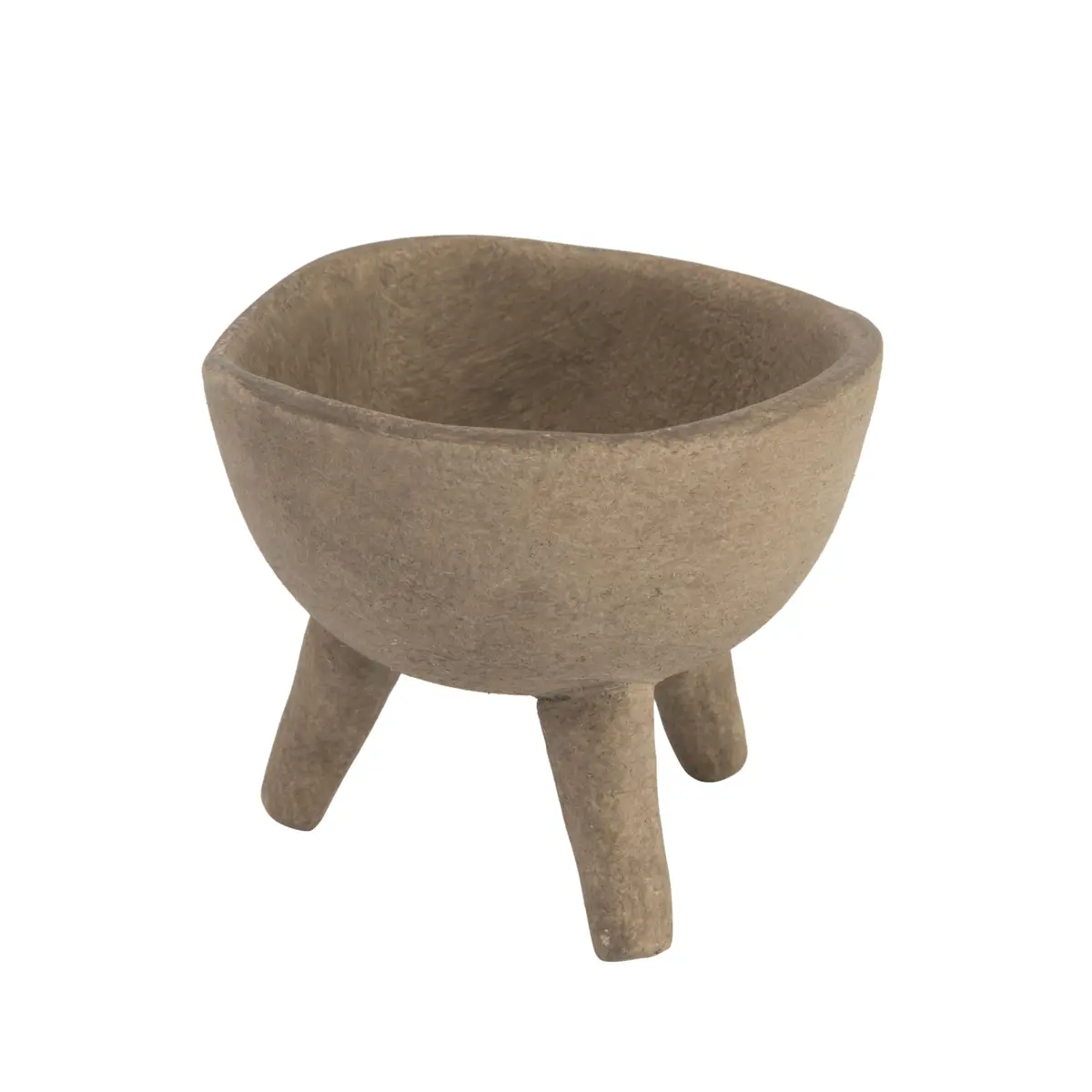 Creative Co-Op Round Terra-cotta Bowl with 3-Legs and Distressed Finish, Cream | Rustic Indoor/Outdoor Decor - main product image
