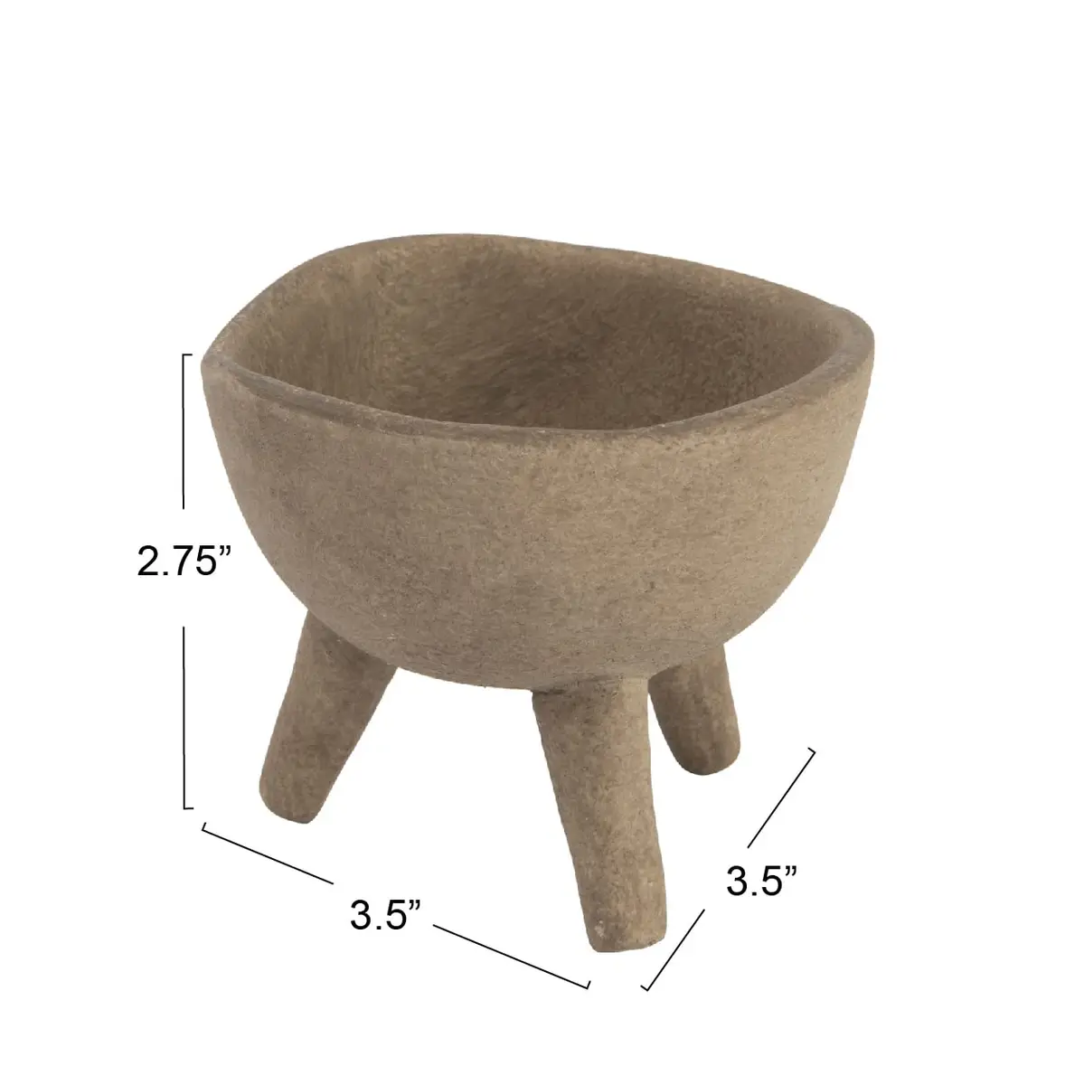 Creative Co-Op Round Terra-cotta Bowl with 3-Legs and Distressed Finish, Cream | Rustic Indoor/Outdoor Decor - view 2