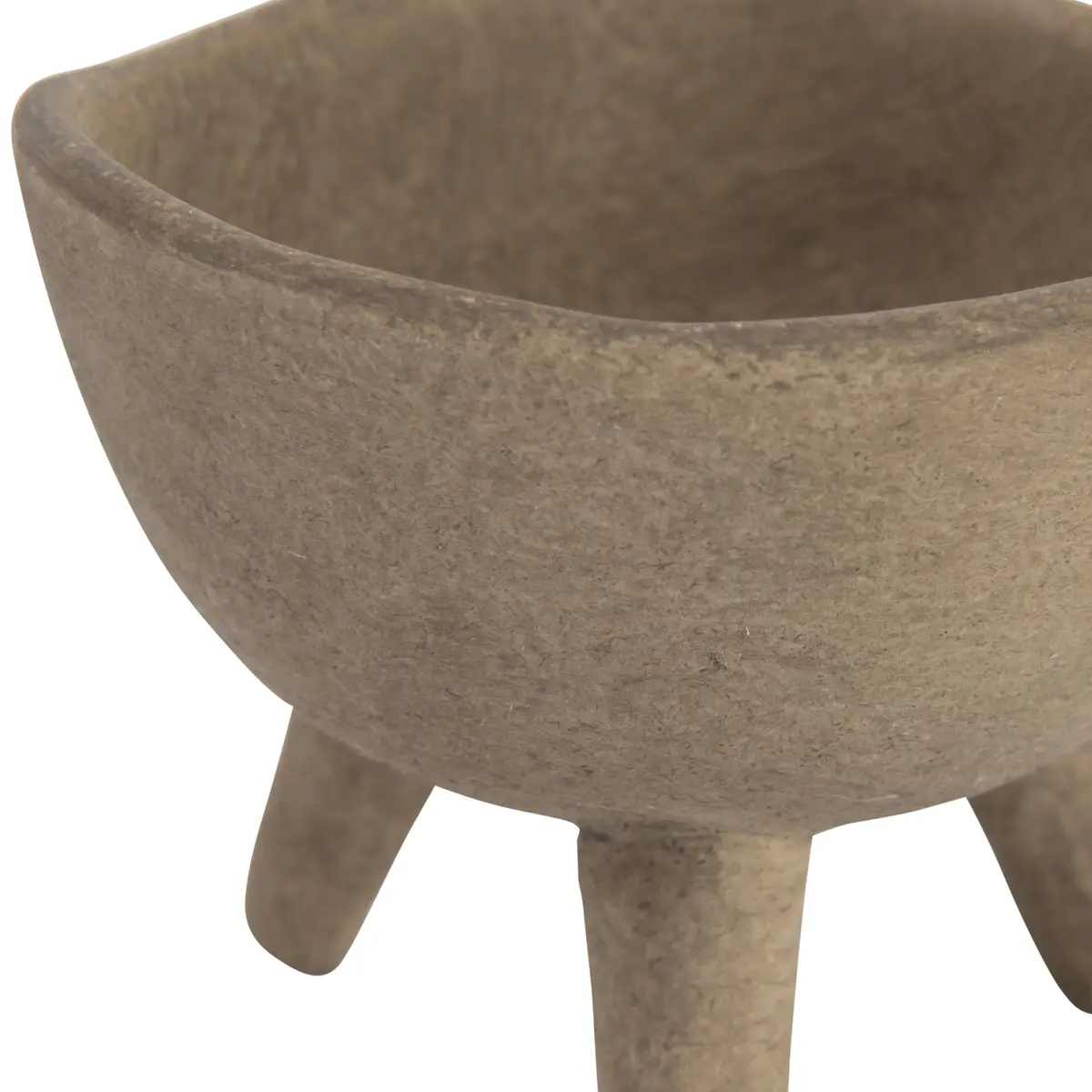 Creative Co-Op Round Terra-cotta Bowl with 3-Legs and Distressed Finish, Cream | Rustic Indoor/Outdoor Decor - view 4