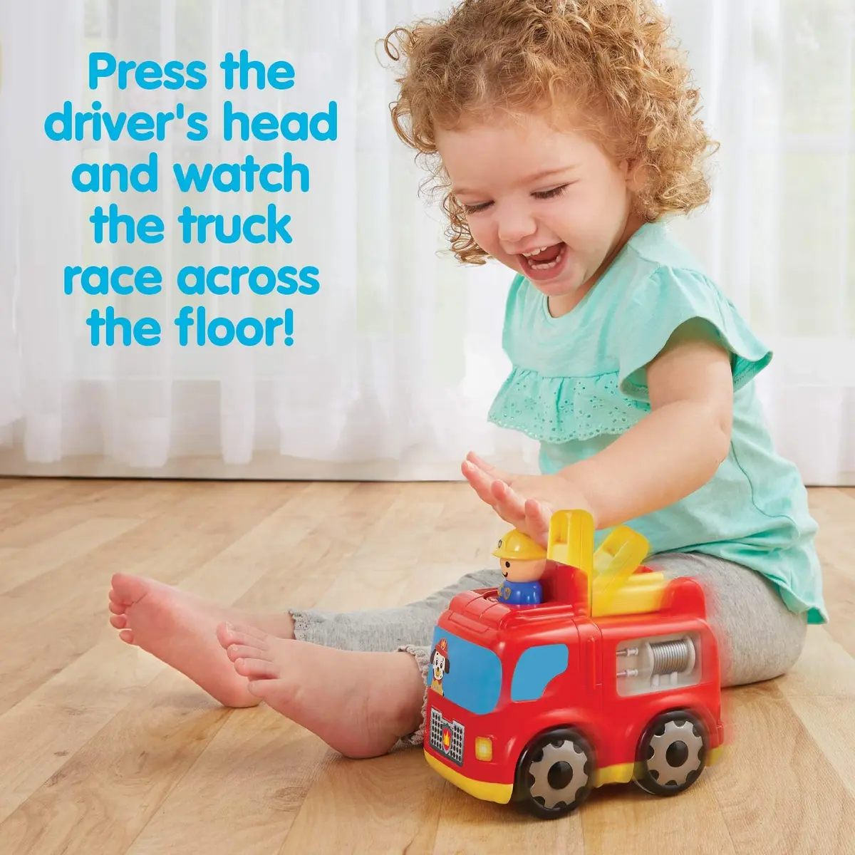 Kidoozie Press 'N Zoom Fire Engine - Push & Go Vehicle Toy for Toddlers | Bright, Safe & Educational (70-120 chars) - view 4