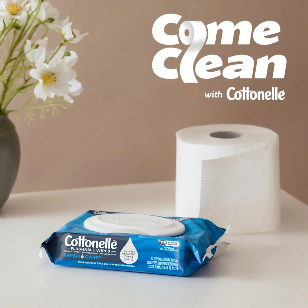 Cottonelle Fresh Feel Flushable Wipes, 8 Packs, 42 Wipes per Pack | Gentle & Septic-Safe for Complete Clean - view 9