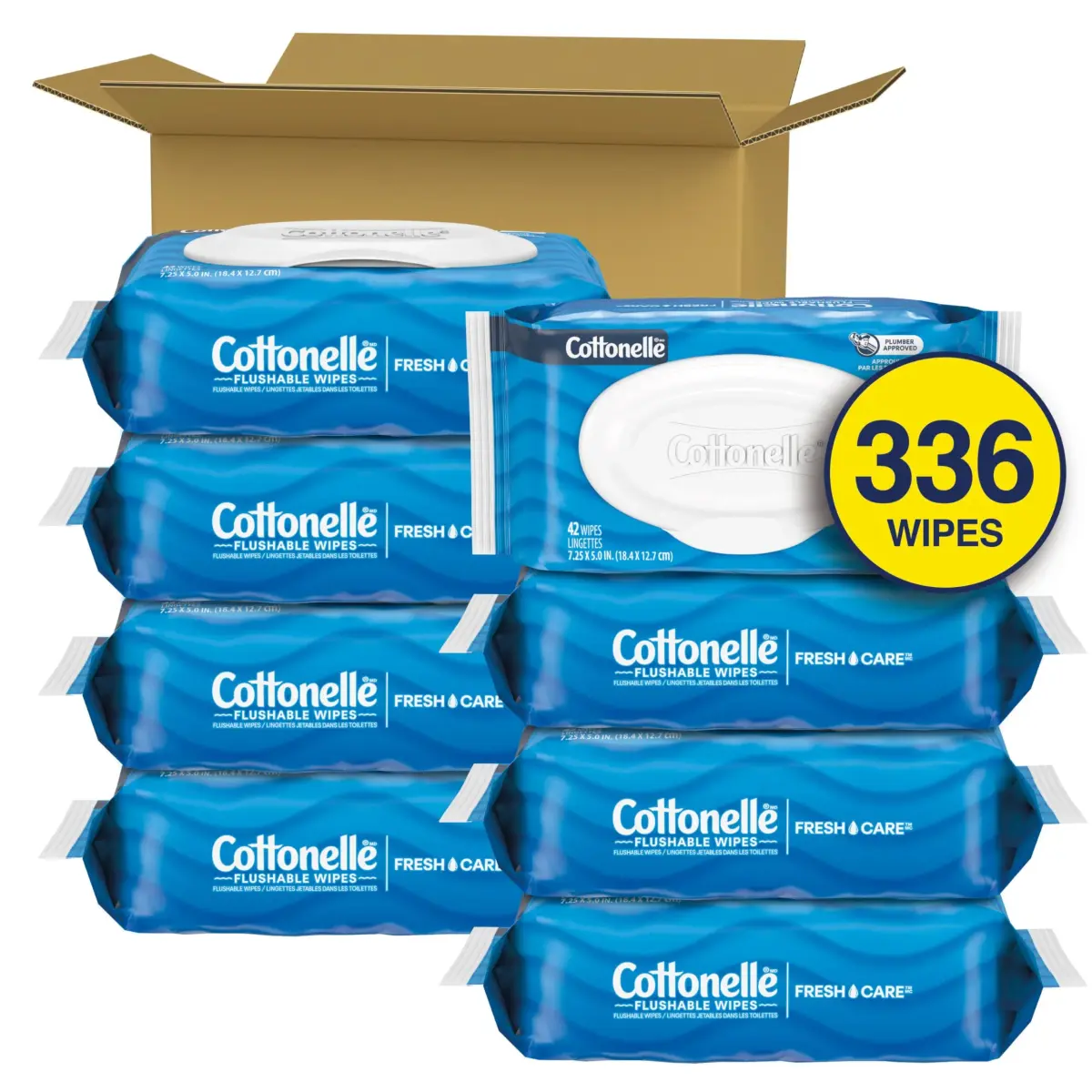 Cottonelle Fresh Feel Flushable Wipes, 8 Packs, 42 Wipes per Pack | Gentle & Septic-Safe for Complete Clean - view 2