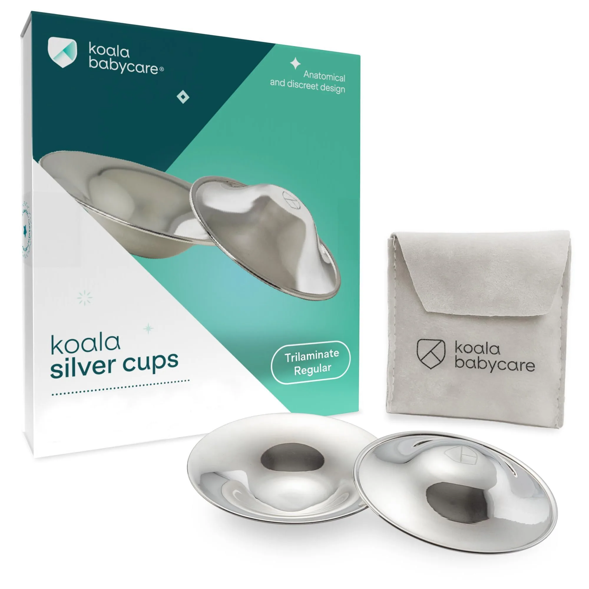 Koala Babycare Silver Nursing Cups Standard Size | Protect Sore Nipples with Natural Silver - main product image