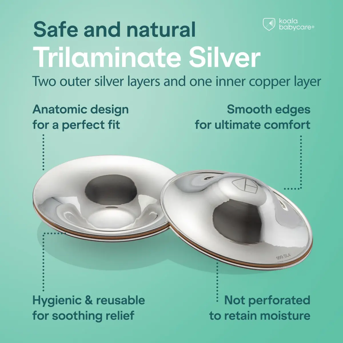 Koala Babycare Original Silver Nursing Cups - Standard Size | Reusable Breastfeeding Nipple Shields for Sore Nipples - view 5