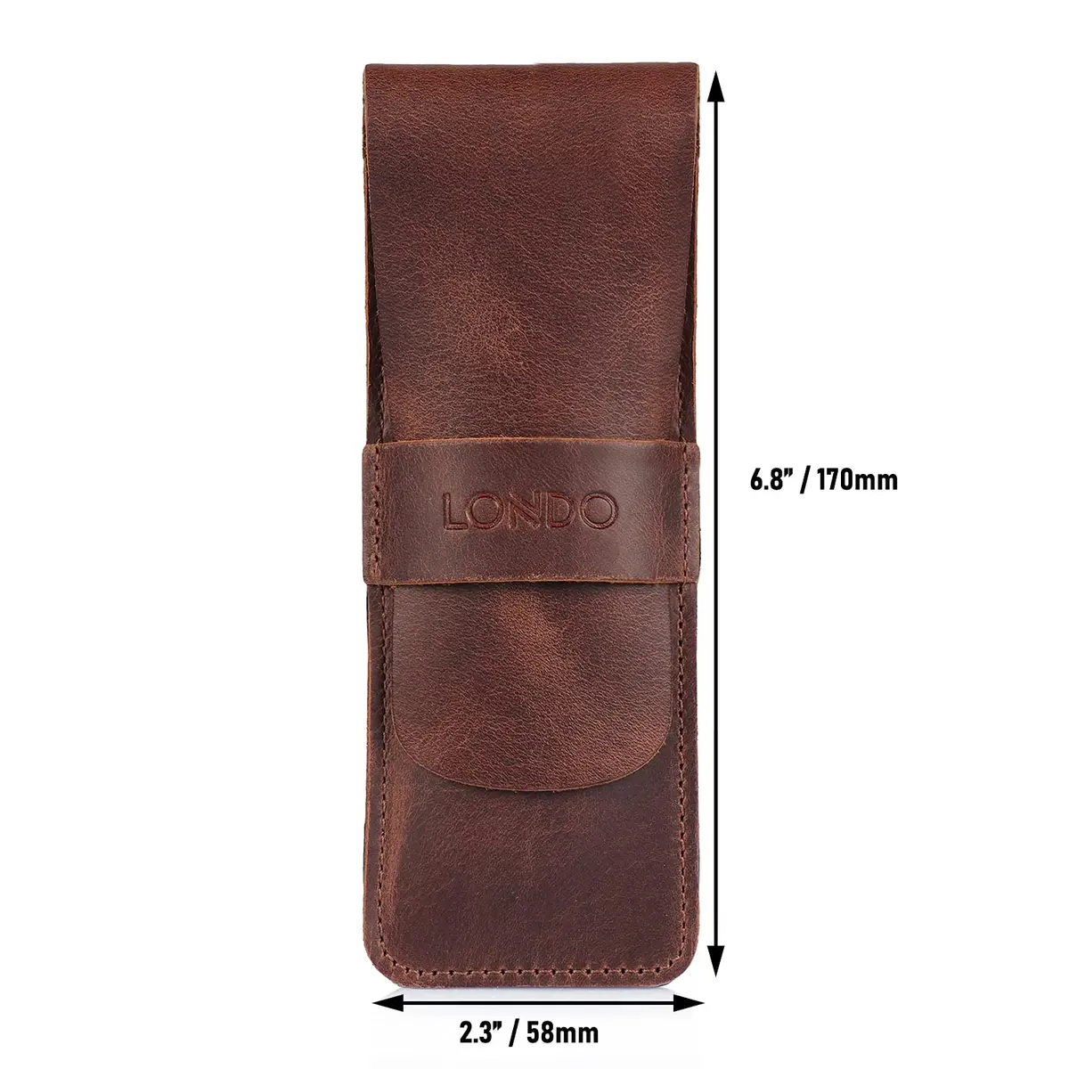 Londo Genuine Leather Pen and Pencil Case with Tuck in Flap | Classic Desk Organizer - view 3