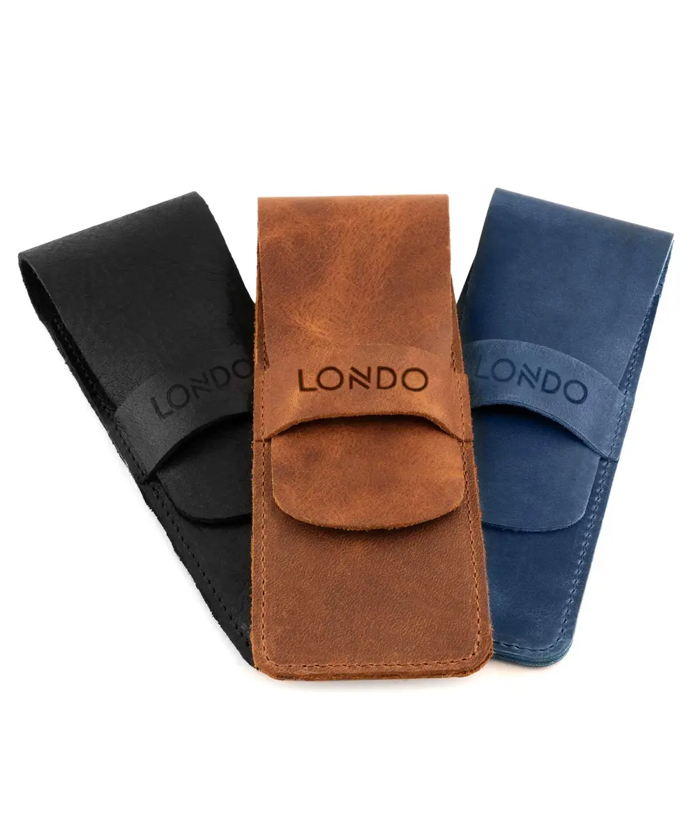 Londo Genuine Leather Pen and Pencil Case with Tuck in Flap | Classic Desk Organizer in 6 Colors - view 7