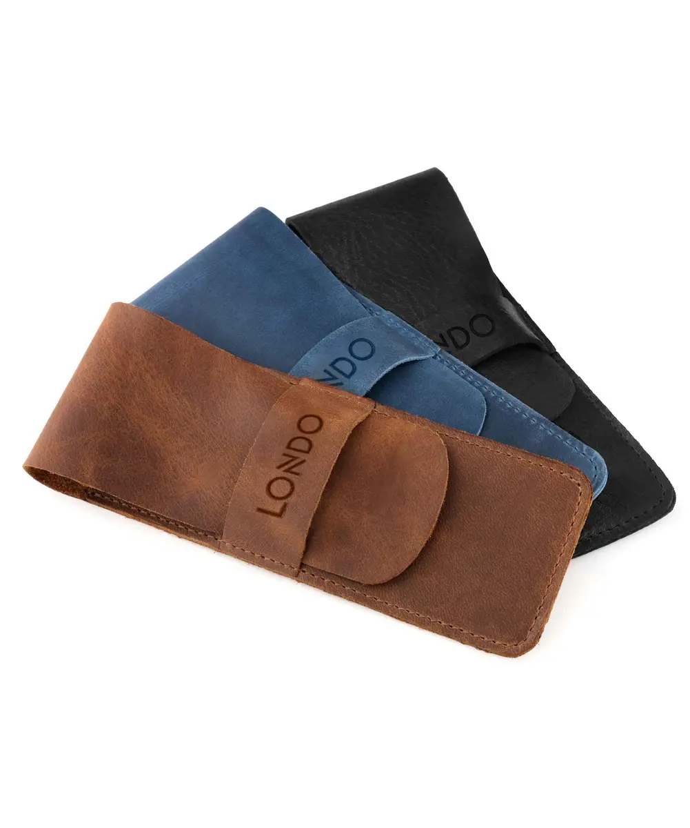 Londo Genuine Leather Pen and Pencil Case with Tuck in Flap | Classic Desk Organizer in 6 Colors - view 8