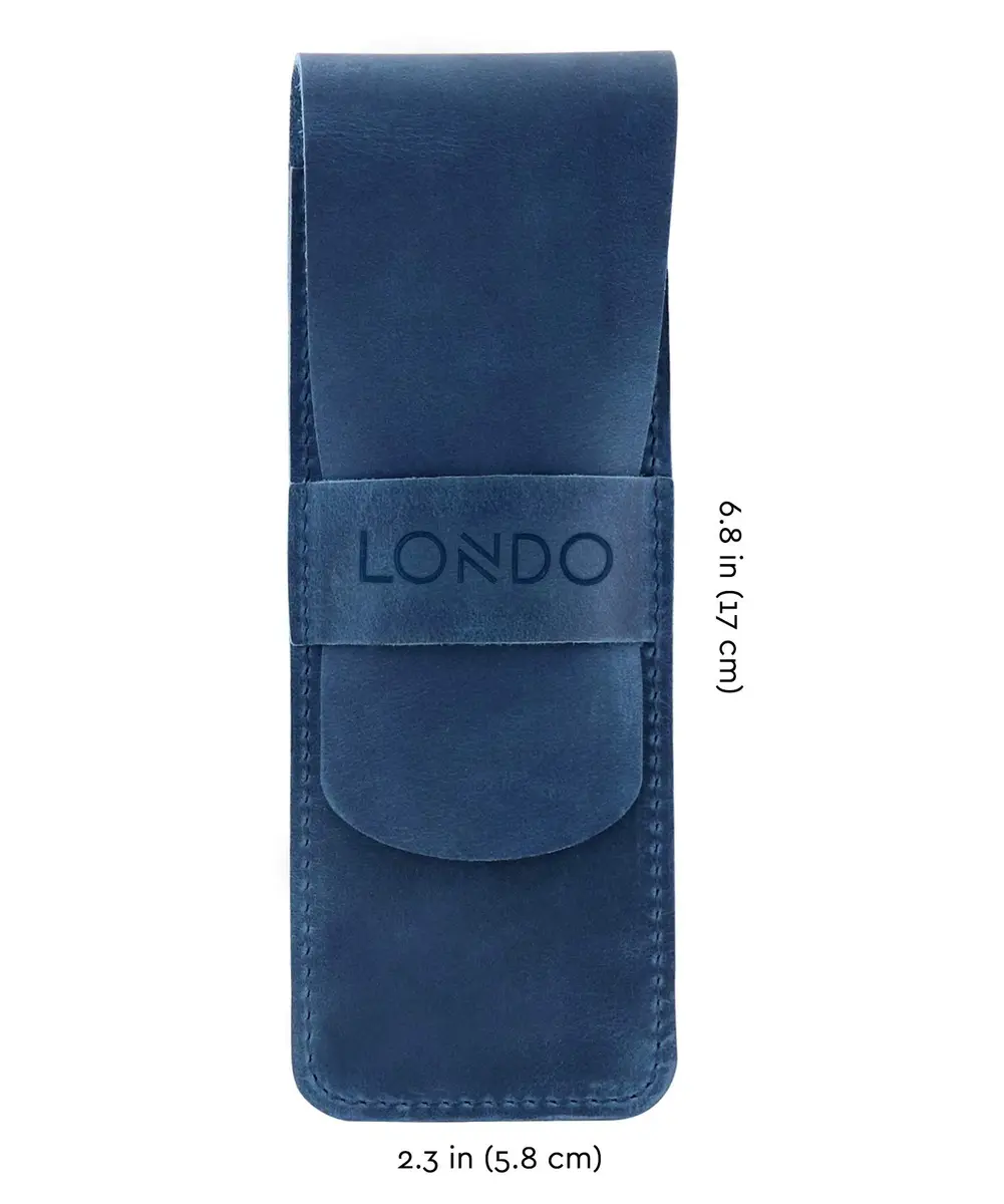 Londo Genuine Leather Pen and Pencil Case with Tuck in Flap | Classic Desk Organizer in 6 Colors - view 3