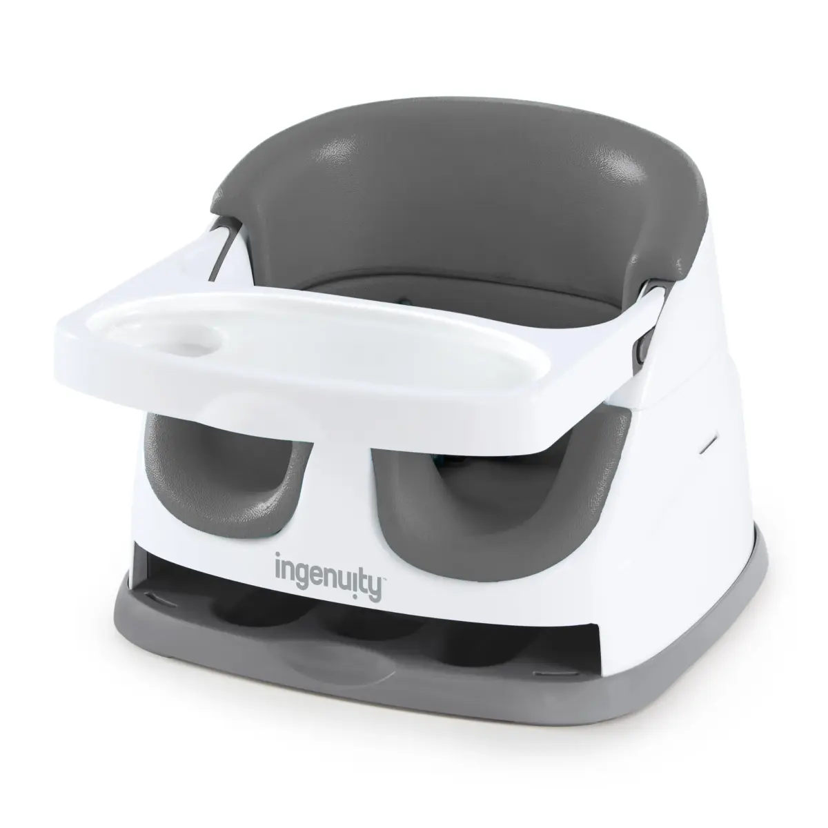 Ingenuity Baby Base 2-in-1 Booster Feeding and Floor Seat with Self-Storing Tray - Slate | 43.8cm x 38.7cm x 29.8cm - main product image