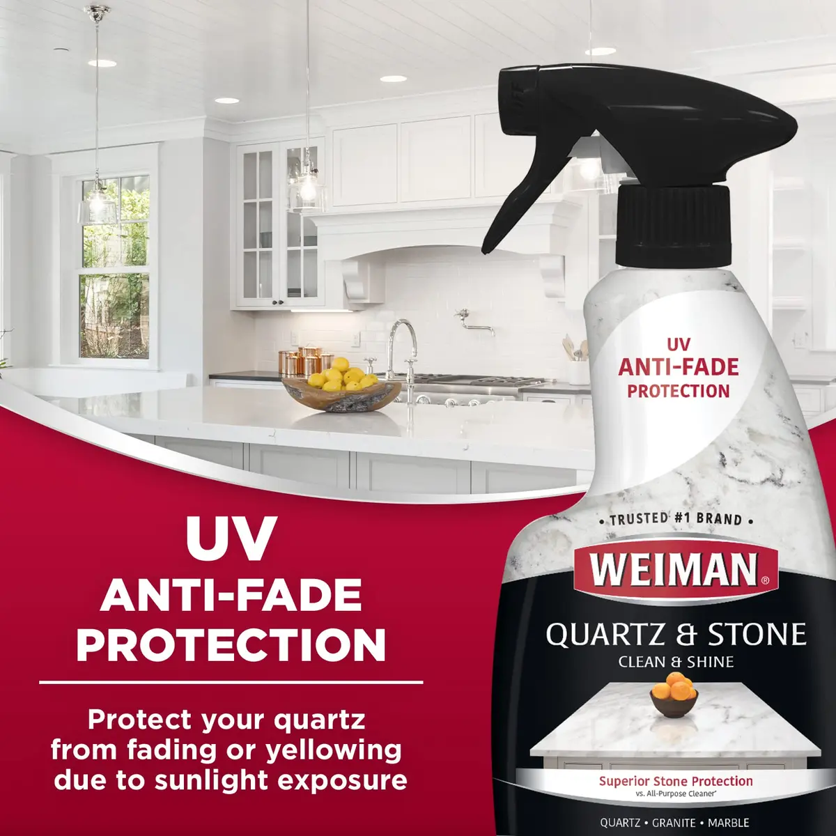 Weiman Quartz Countertop Cleaner and Polish 16 Fl Oz (473ml) | pH Neutral Formula for Stone Surfaces - view 4