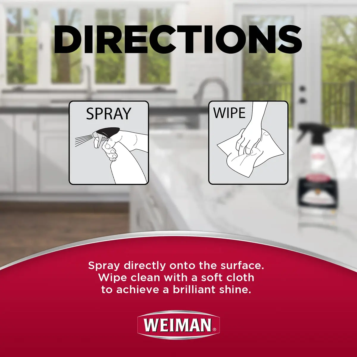 Weiman Quartz Countertop Cleaner and Polish 16 Fl Oz (473ml) | pH Neutral Formula for Stone Surfaces - view 5