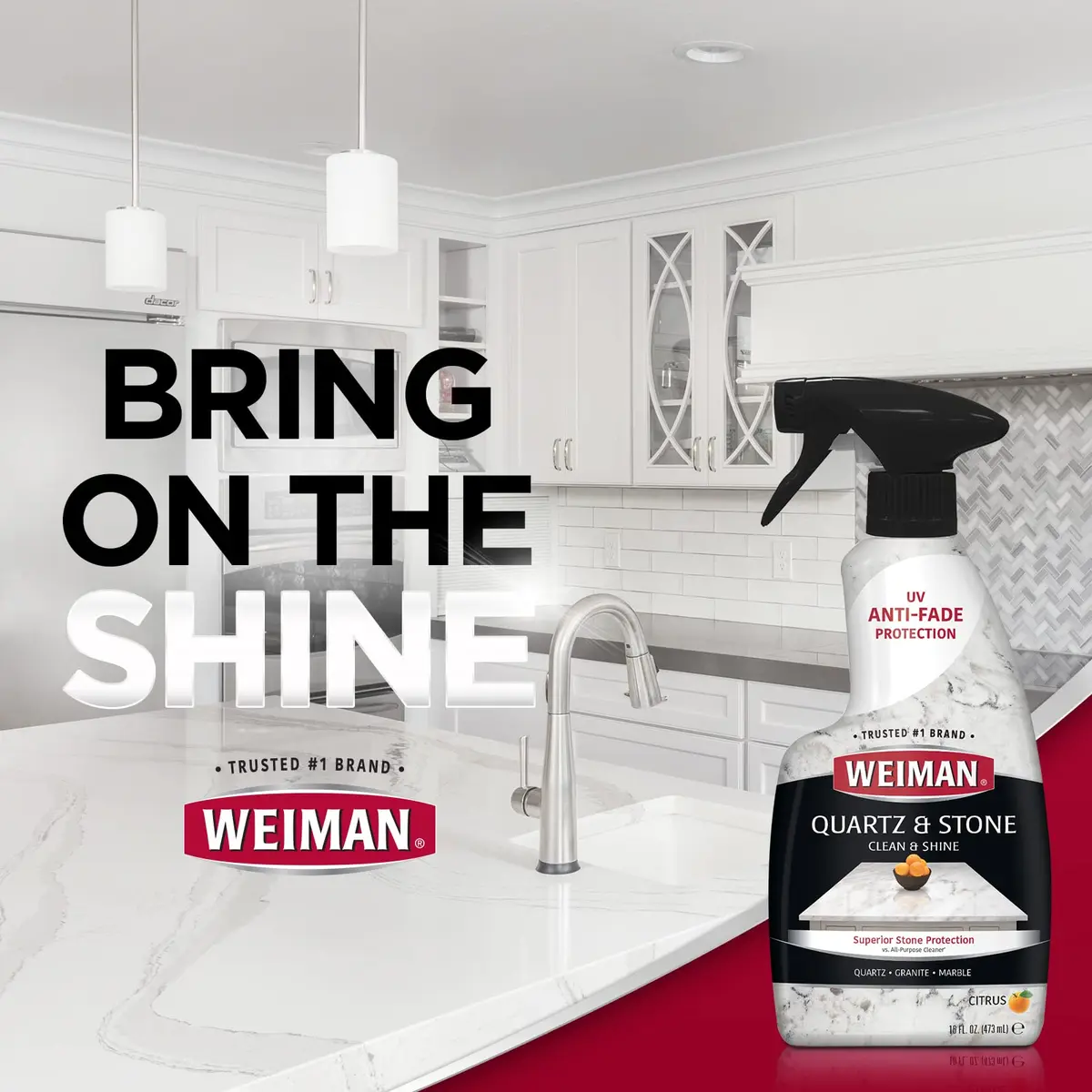 Weiman Quartz Countertop Cleaner and Polish 16 Fl Oz (473ml) | pH Neutral Formula for Stone Surfaces - view 8