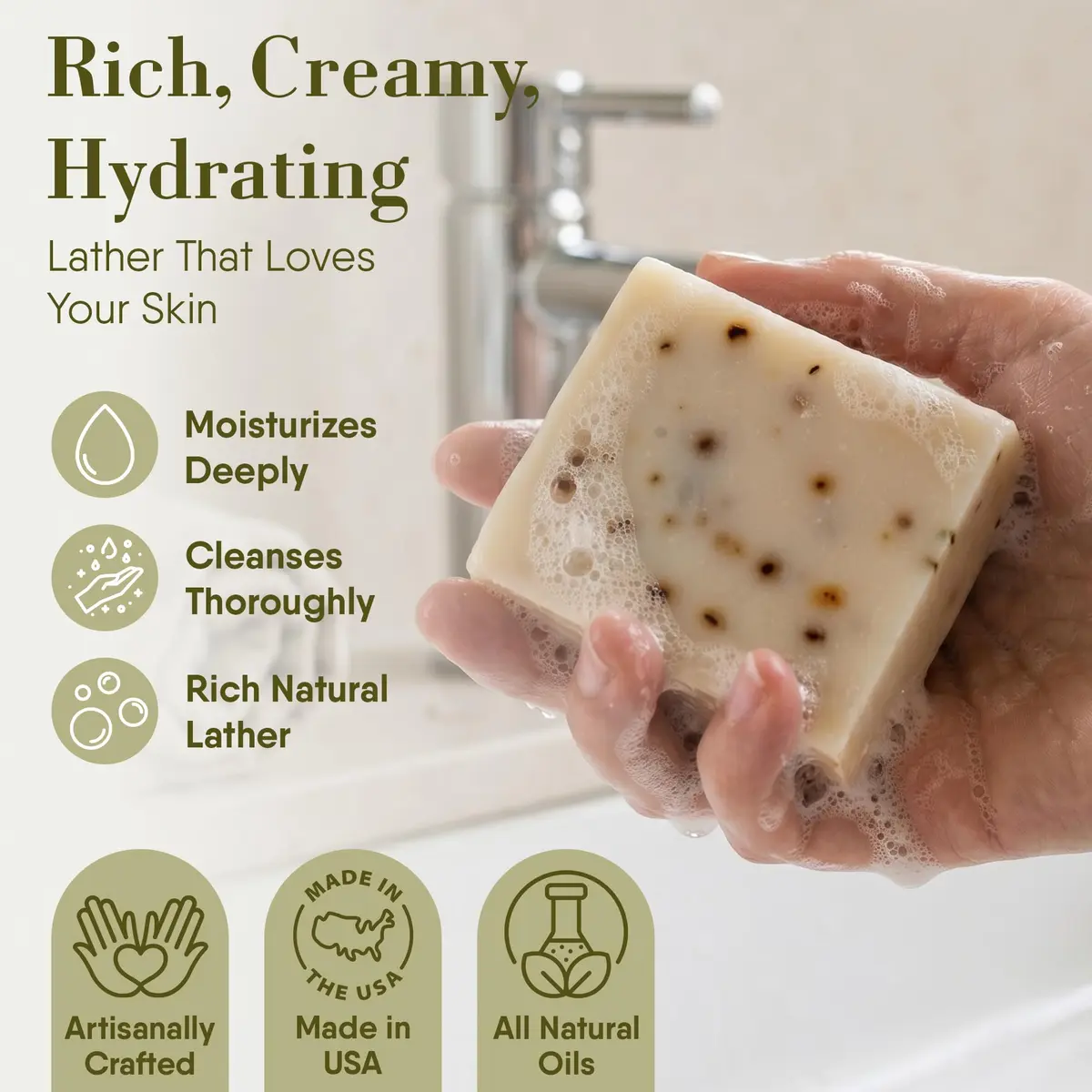 360Feel Lavender Patchouli Castile Soap - Handmade in USA - All-Natural, Cold-Processed, 5 oz | Deep Hydration & Relaxation - view 2